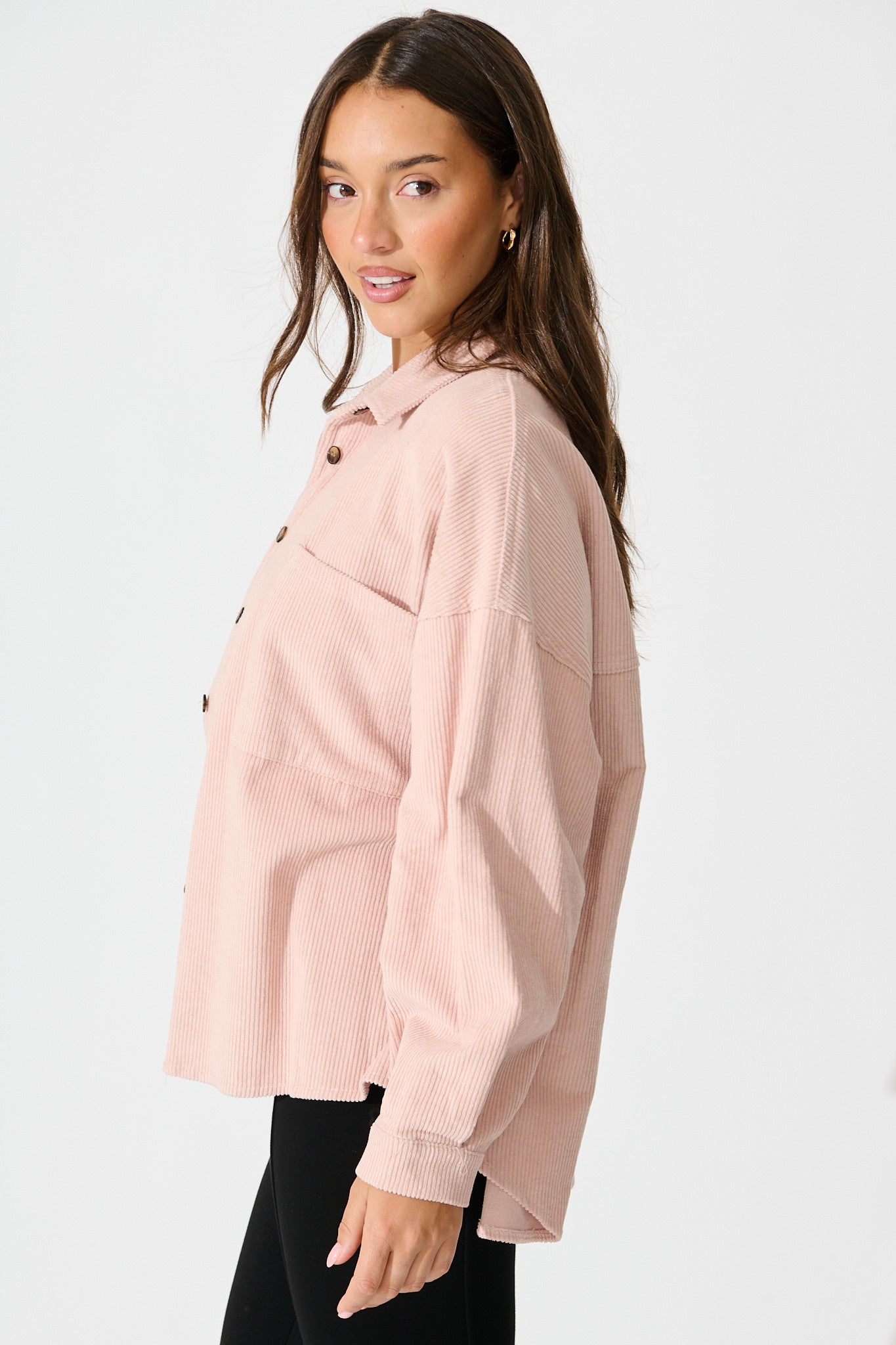 Riley Cord Shacket in Blush Cotton