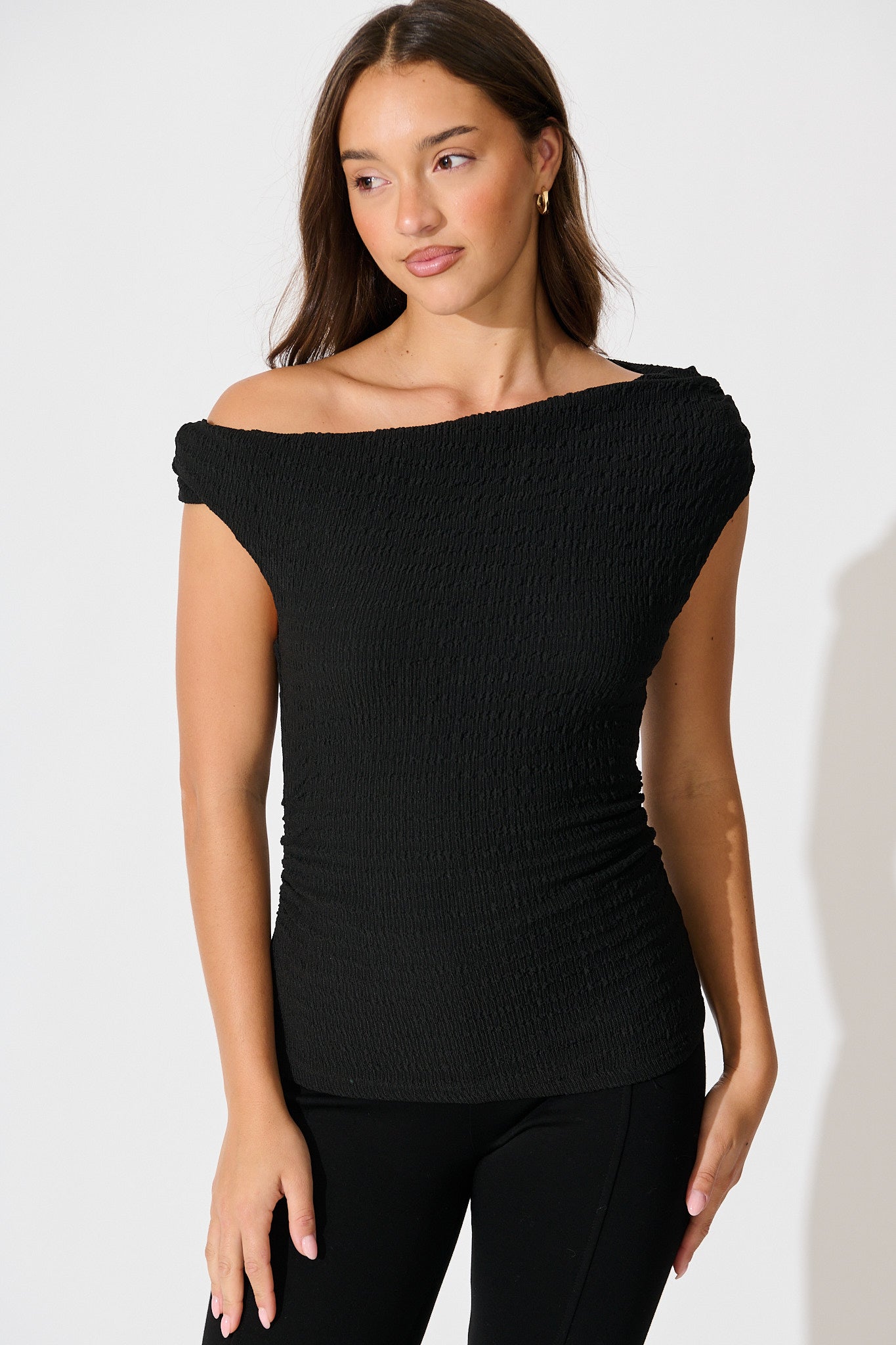 Alma Top in Black Textured Jersey