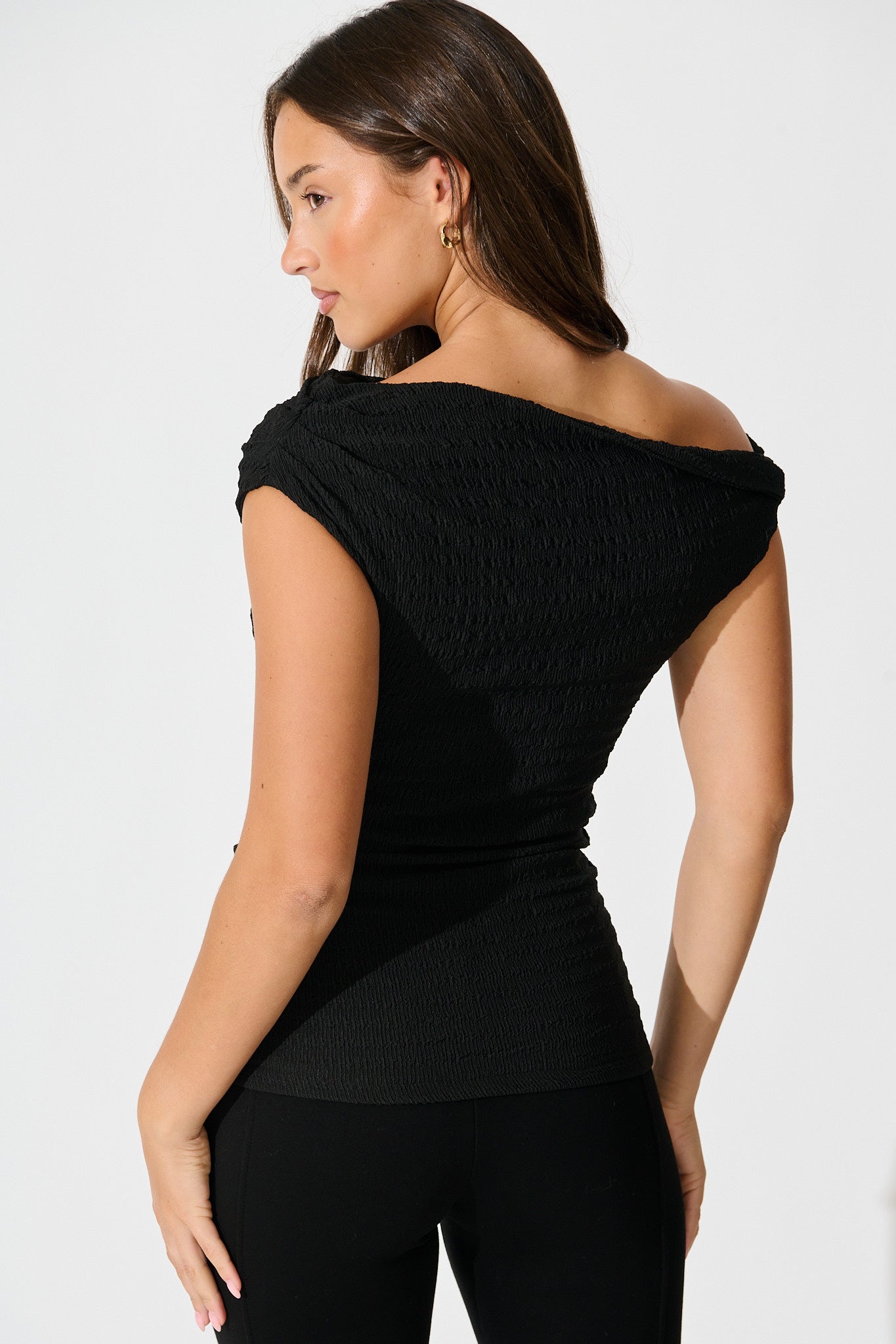Alma Top in Black Textured Jersey