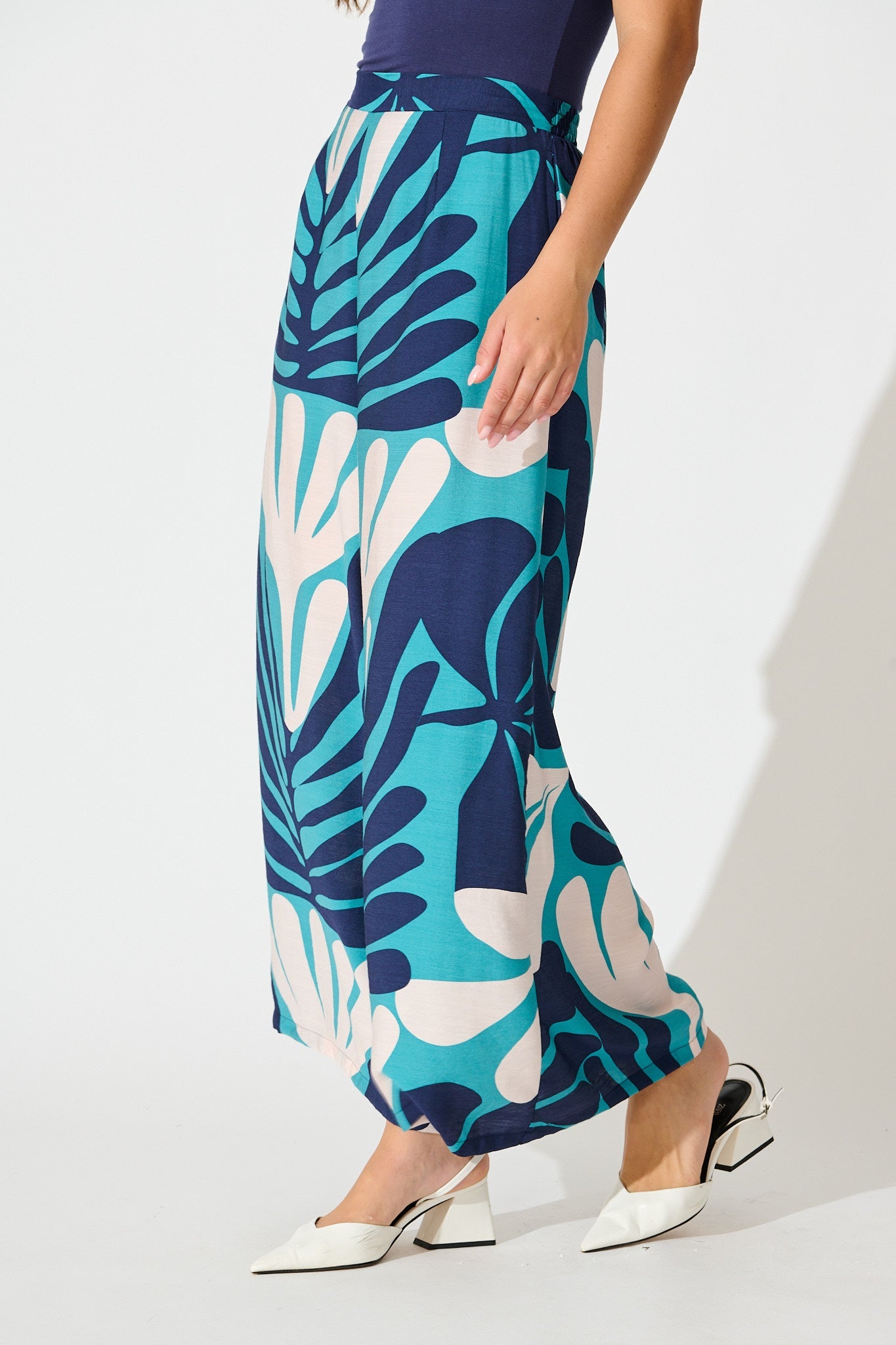 Sheer Luck Pant in Multi Blue Print