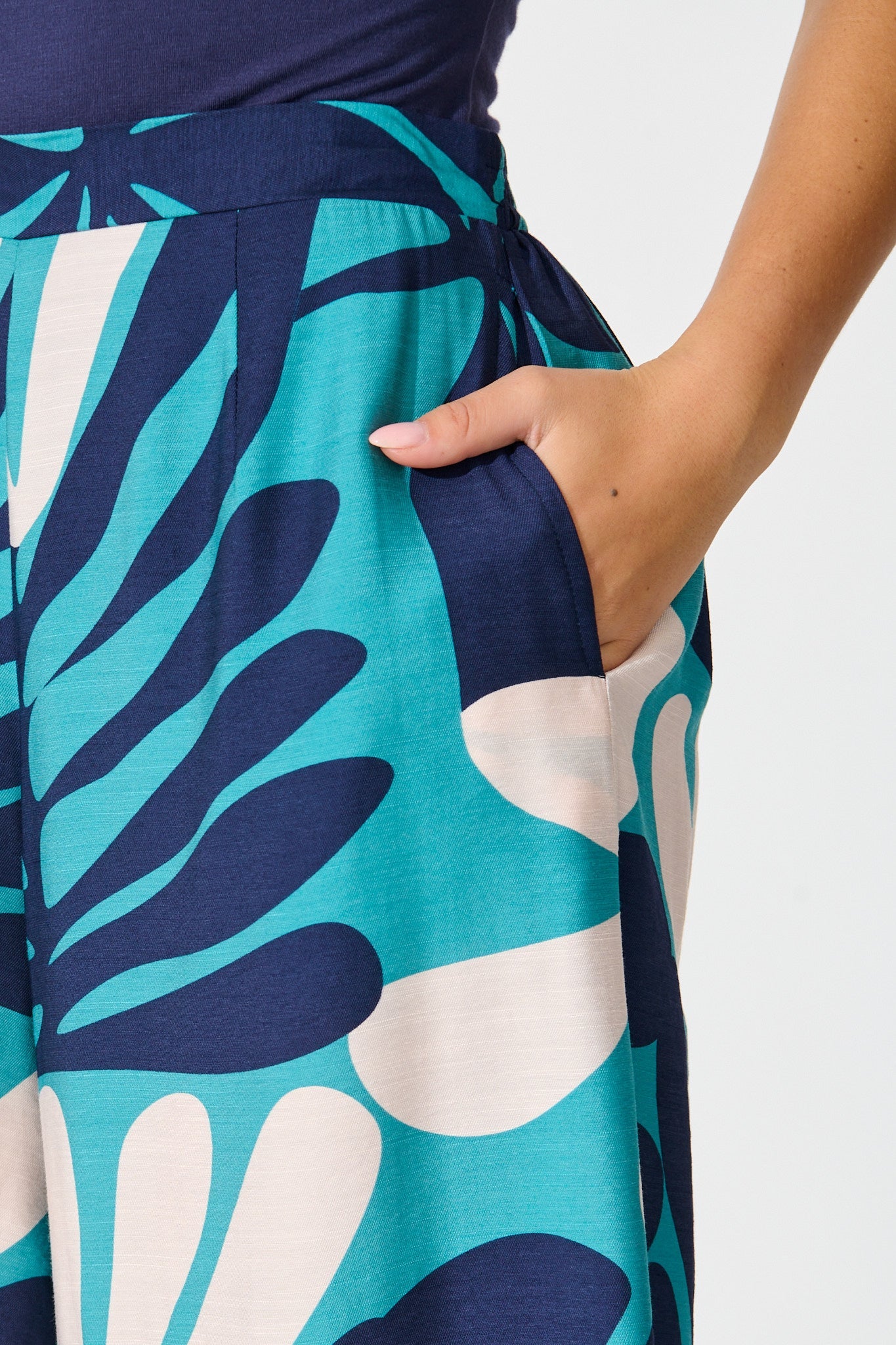 Sheer Luck Pant in Multi Blue Print