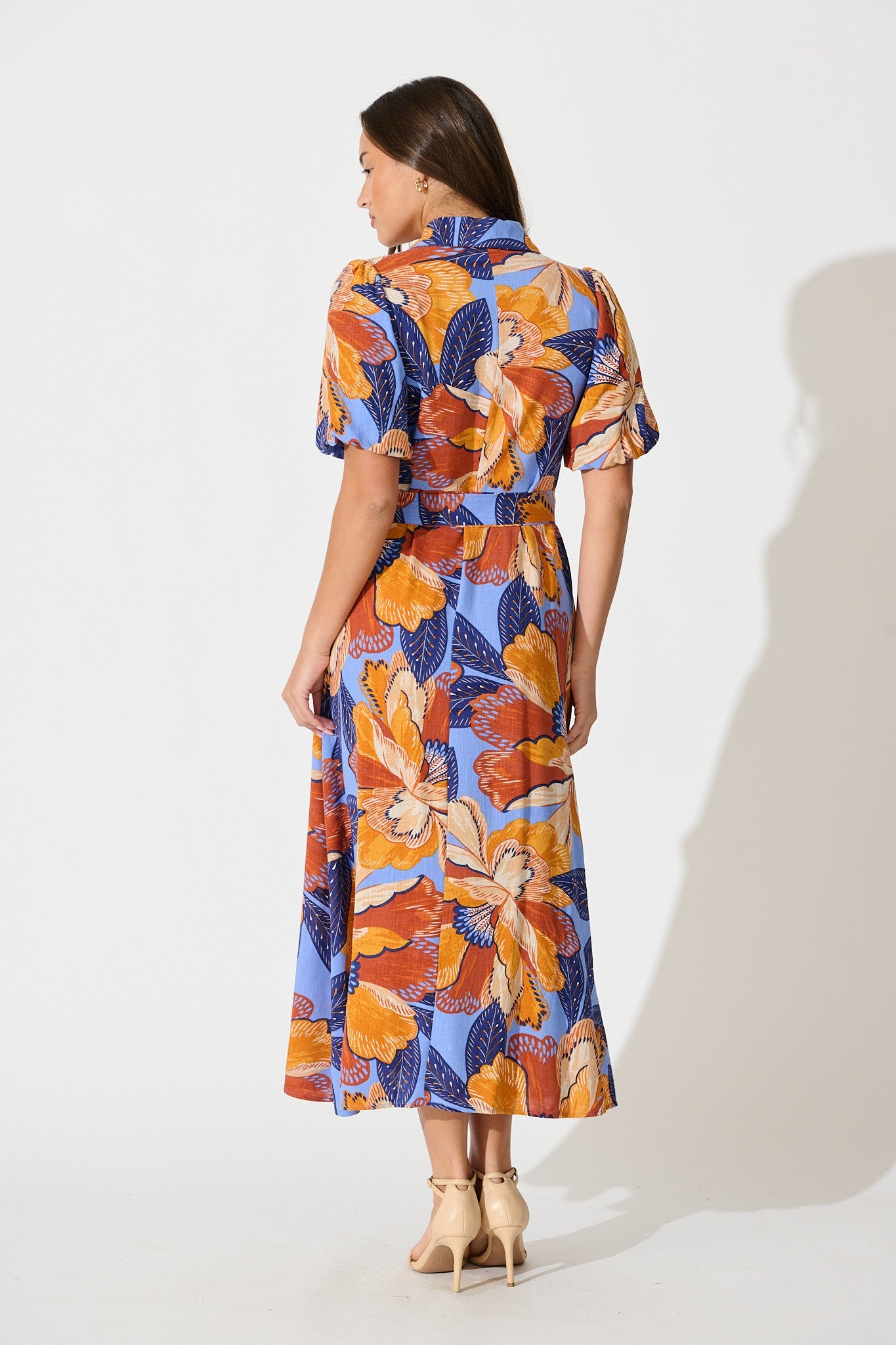 Tanisha Maxi Shirt Dress in Multi Print Linen Blend