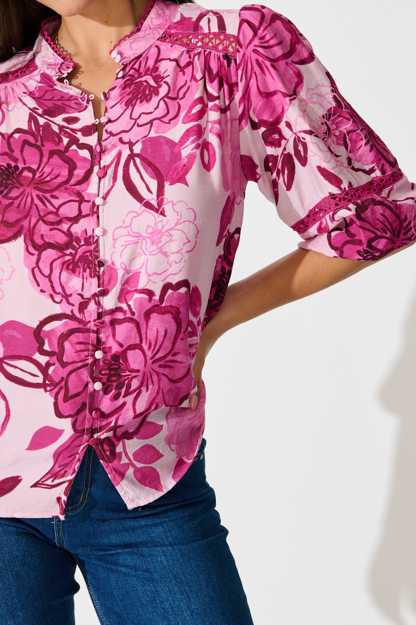 Isha Top in Pink Floral