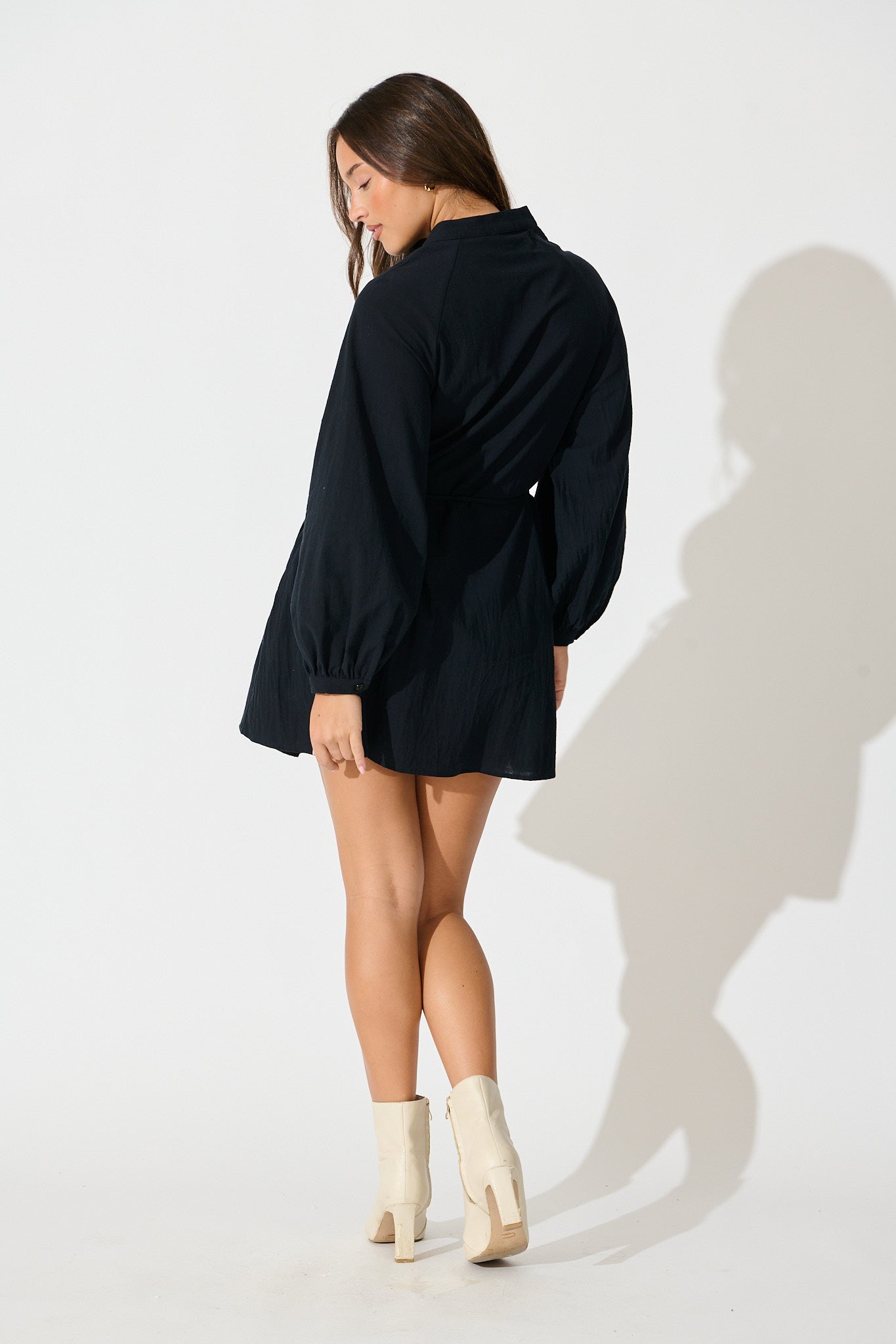 Tallulah Dress in Ink Linen Cotton Blend