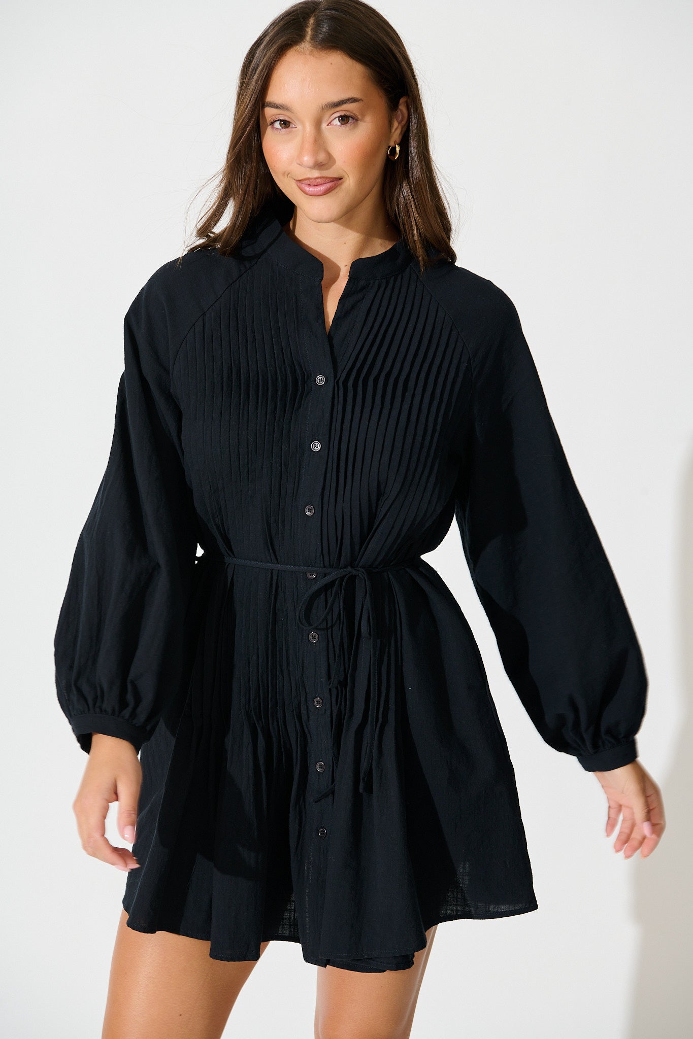 Tallulah Dress in Ink Linen Cotton Blend