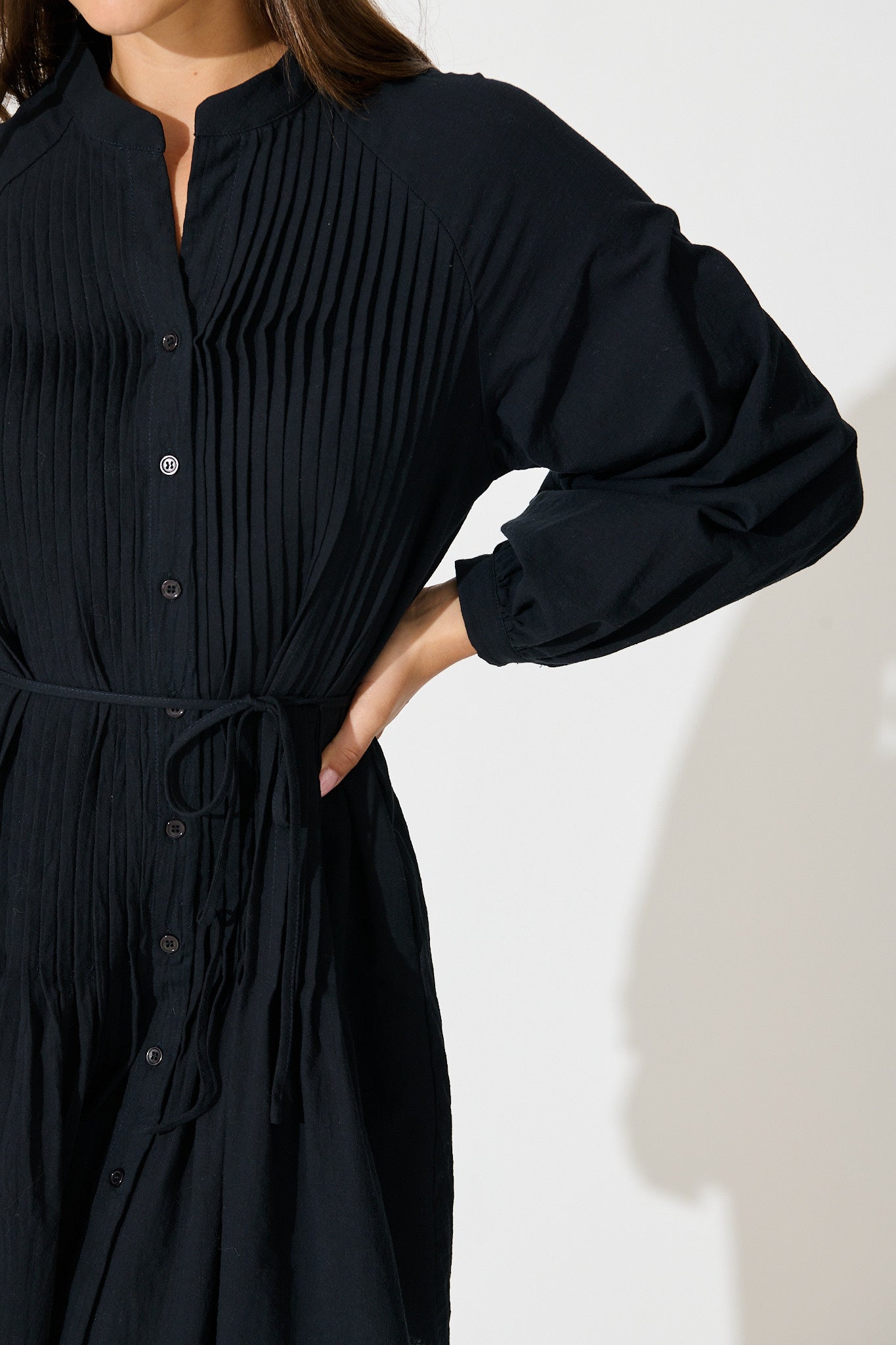 Tallulah Dress in Ink Linen Cotton Blend