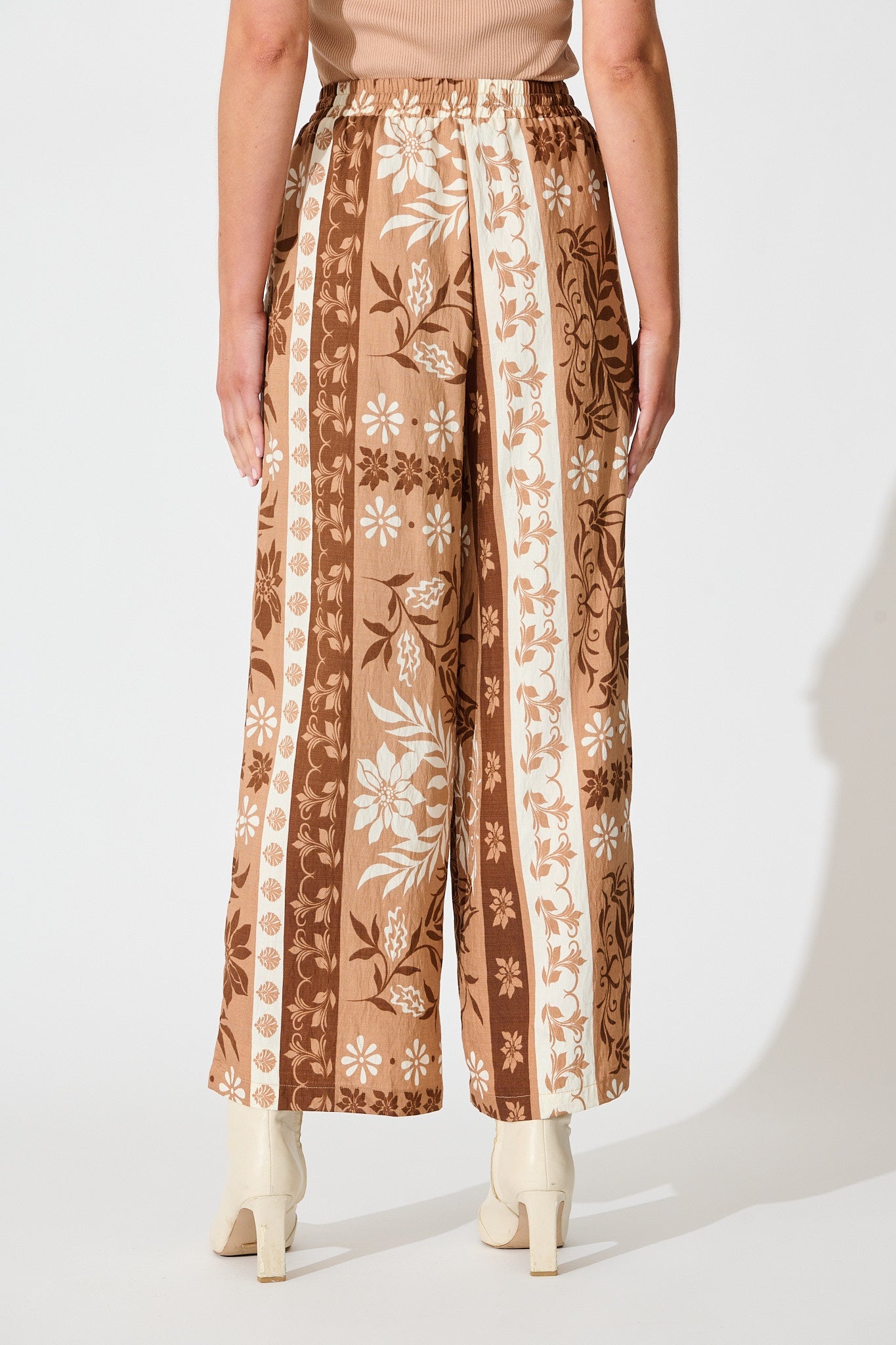 Danbury Pant in Brown and White Print