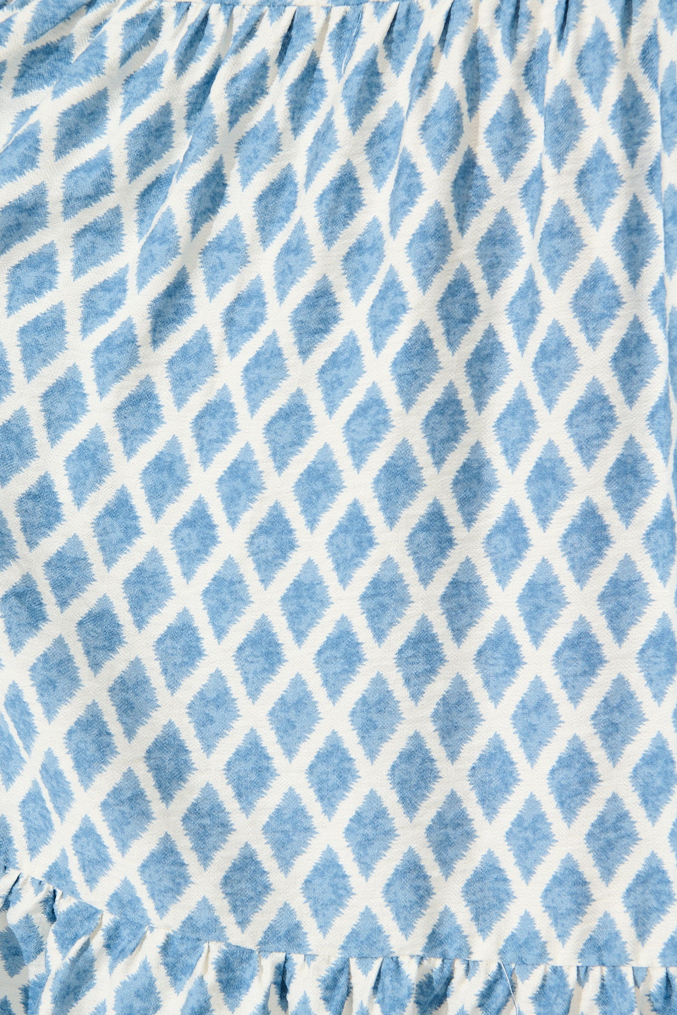 Carolyn Midi Dress in White with Blue Print