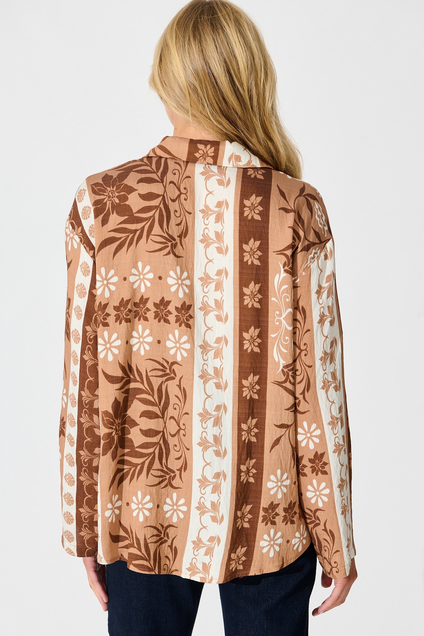 Ronika Shirt in Brown and White Print