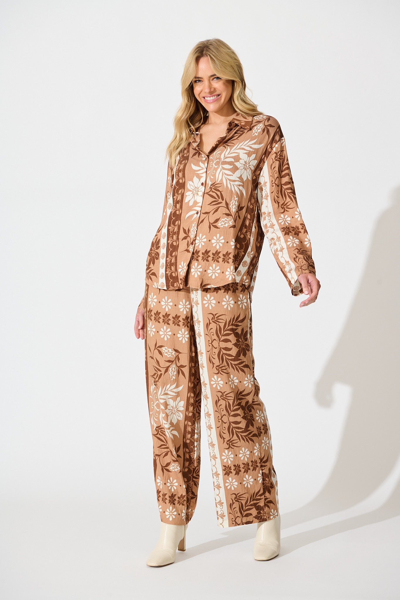 Ronika Shirt in Brown and White Print