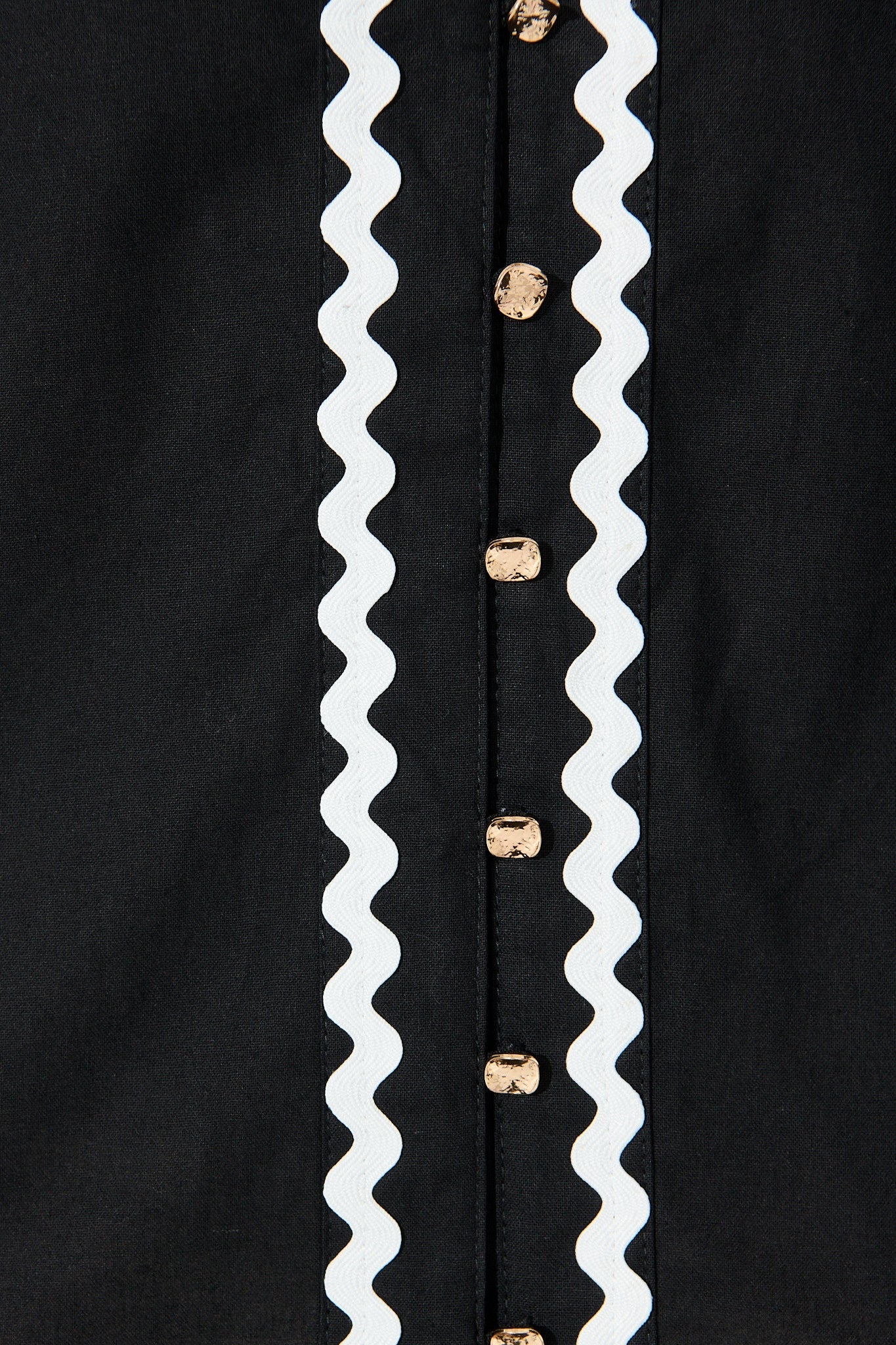 Ricki Top in Black with White Ric Rac Trim Cotton