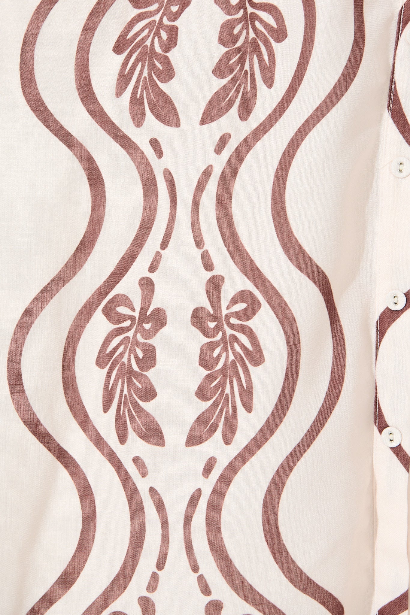 Nola Midi Shirt Dress in Cream with Brown Print Linen Blend