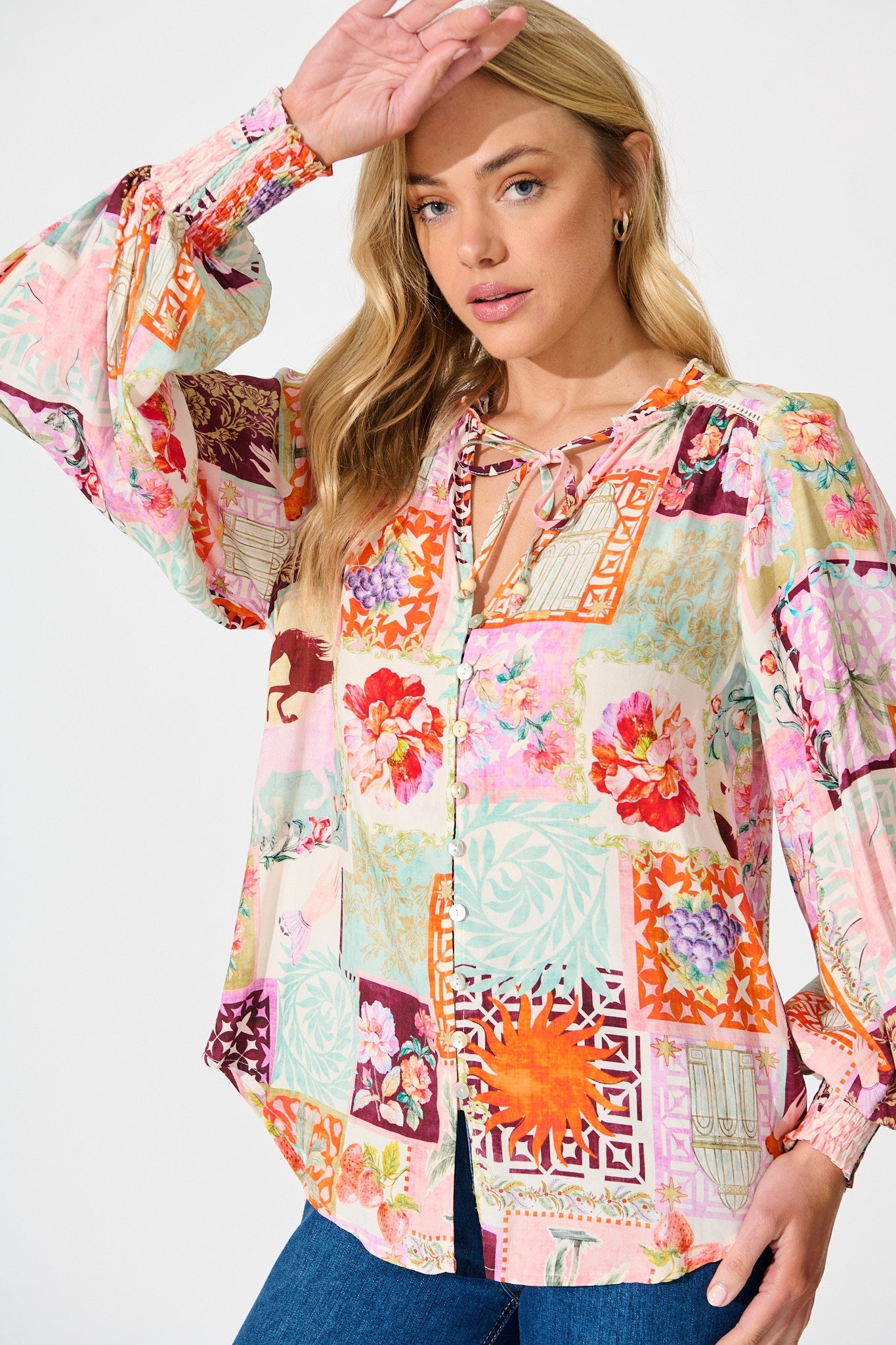 Solara Top in Multi Conversational Print