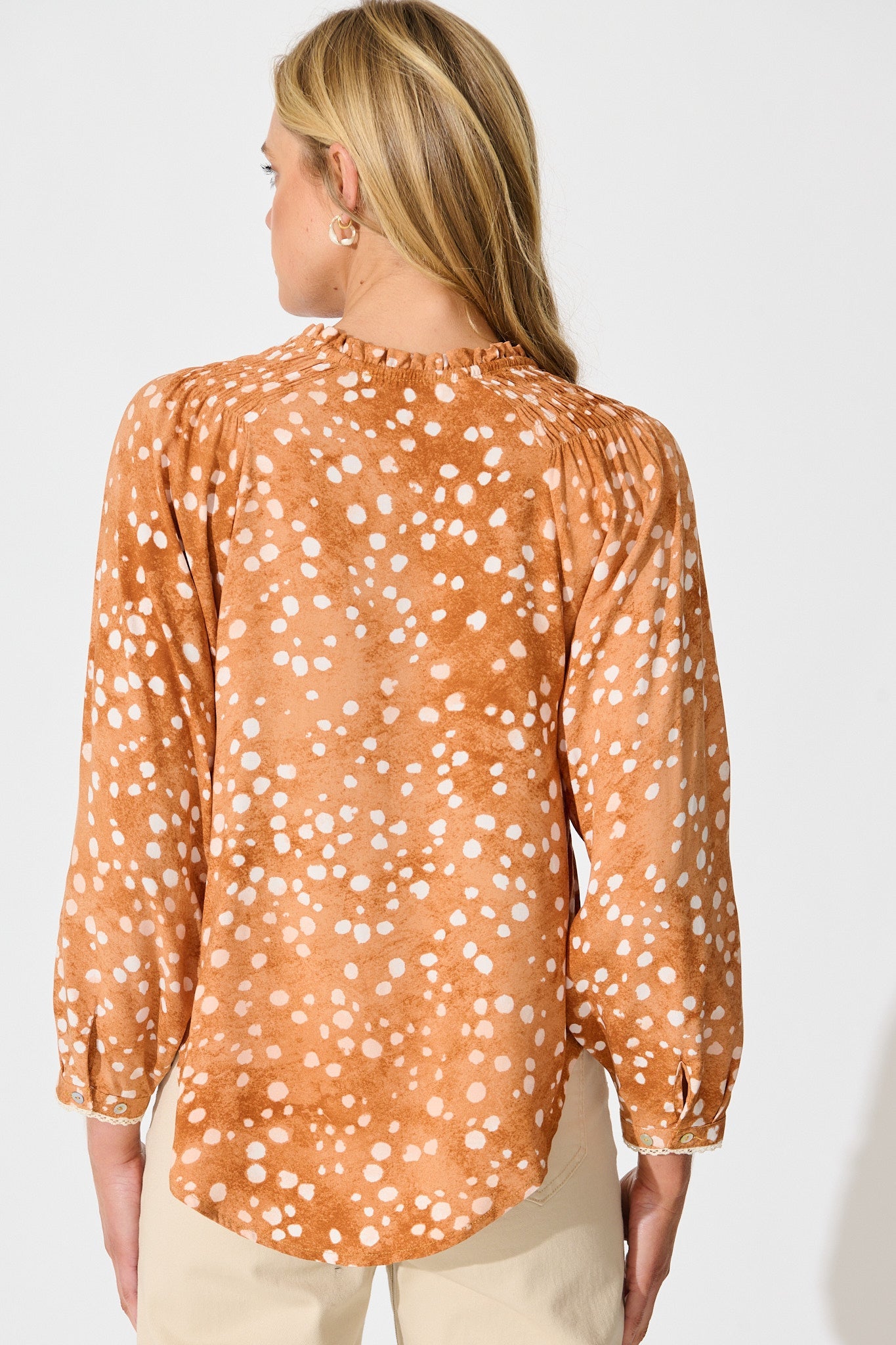 Josie Top in Tan with Cream Spot