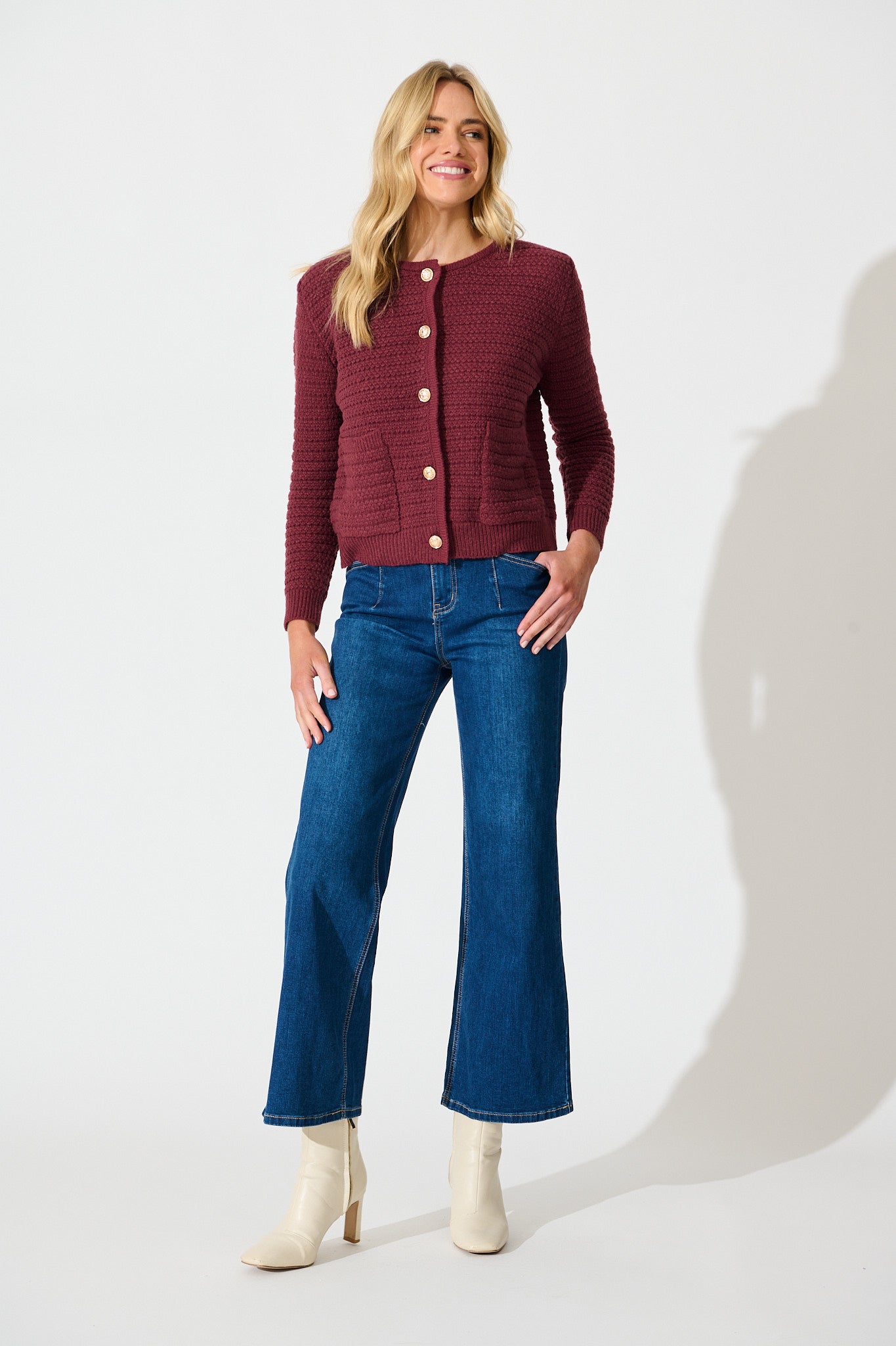 Cartagena Knit Cardigan In Wine