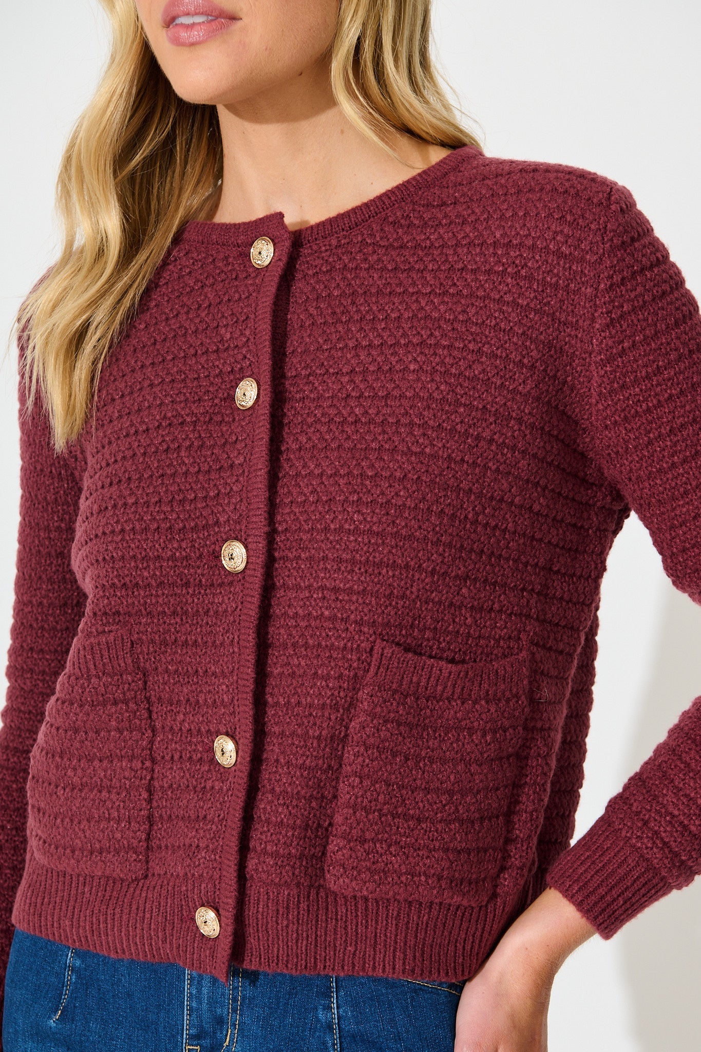 Cartagena Knit Cardigan In Wine