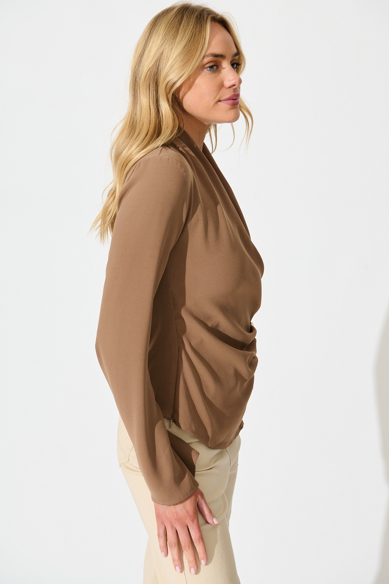 Desk To Drinks Top in Brown