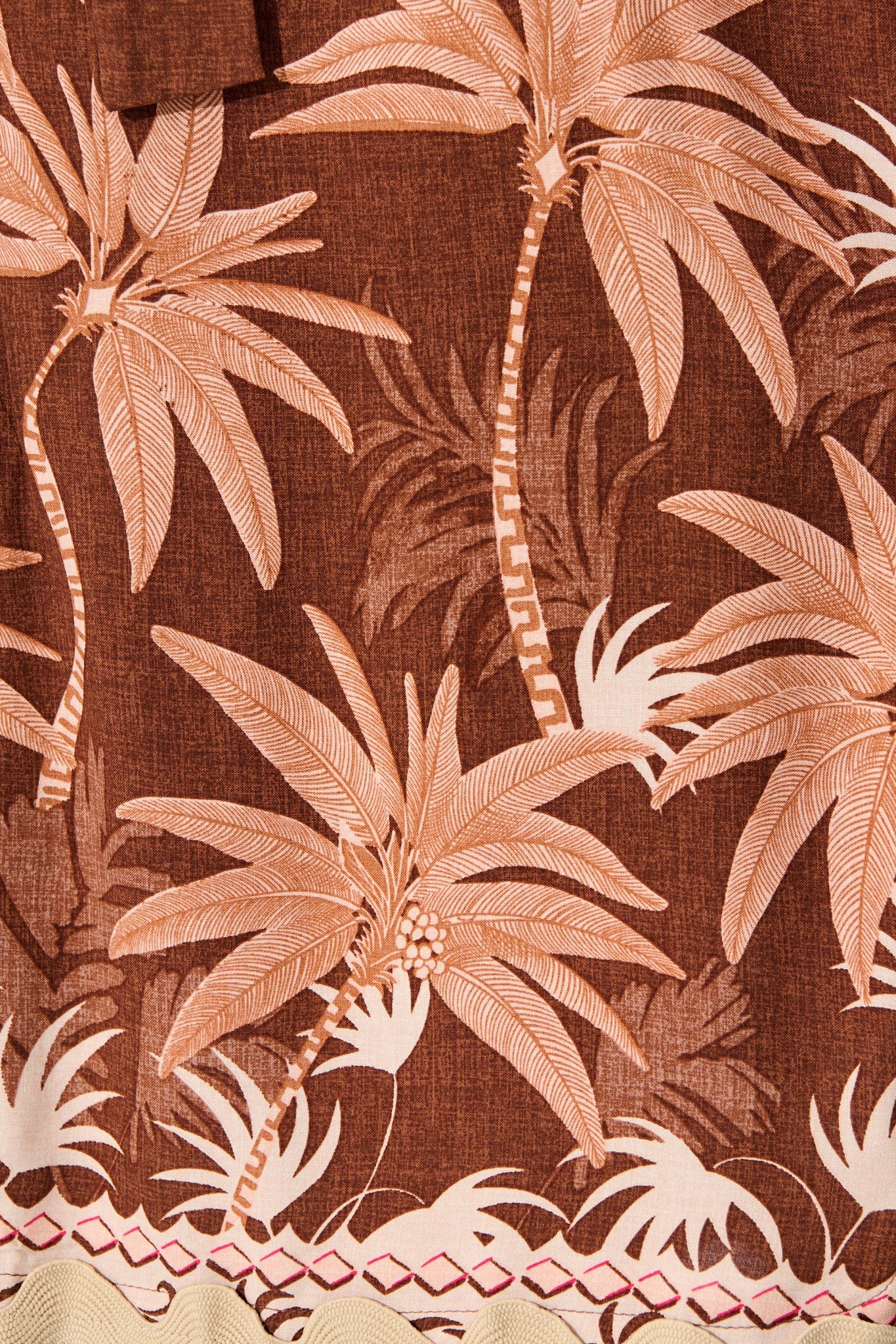 Mirabelle Midi Shirt Dress in Brown Palm Tree Border Print