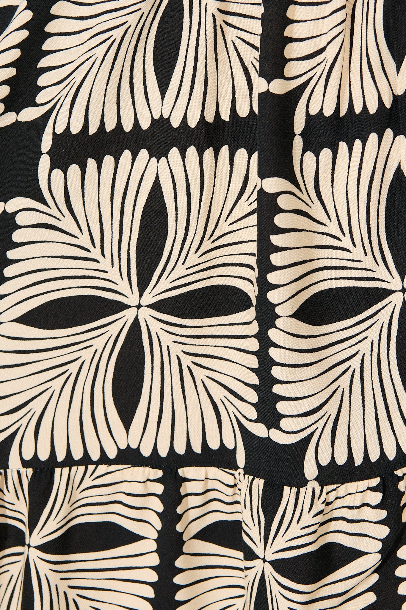 Emelyn Smock Dress in Cream with Black Tile Print