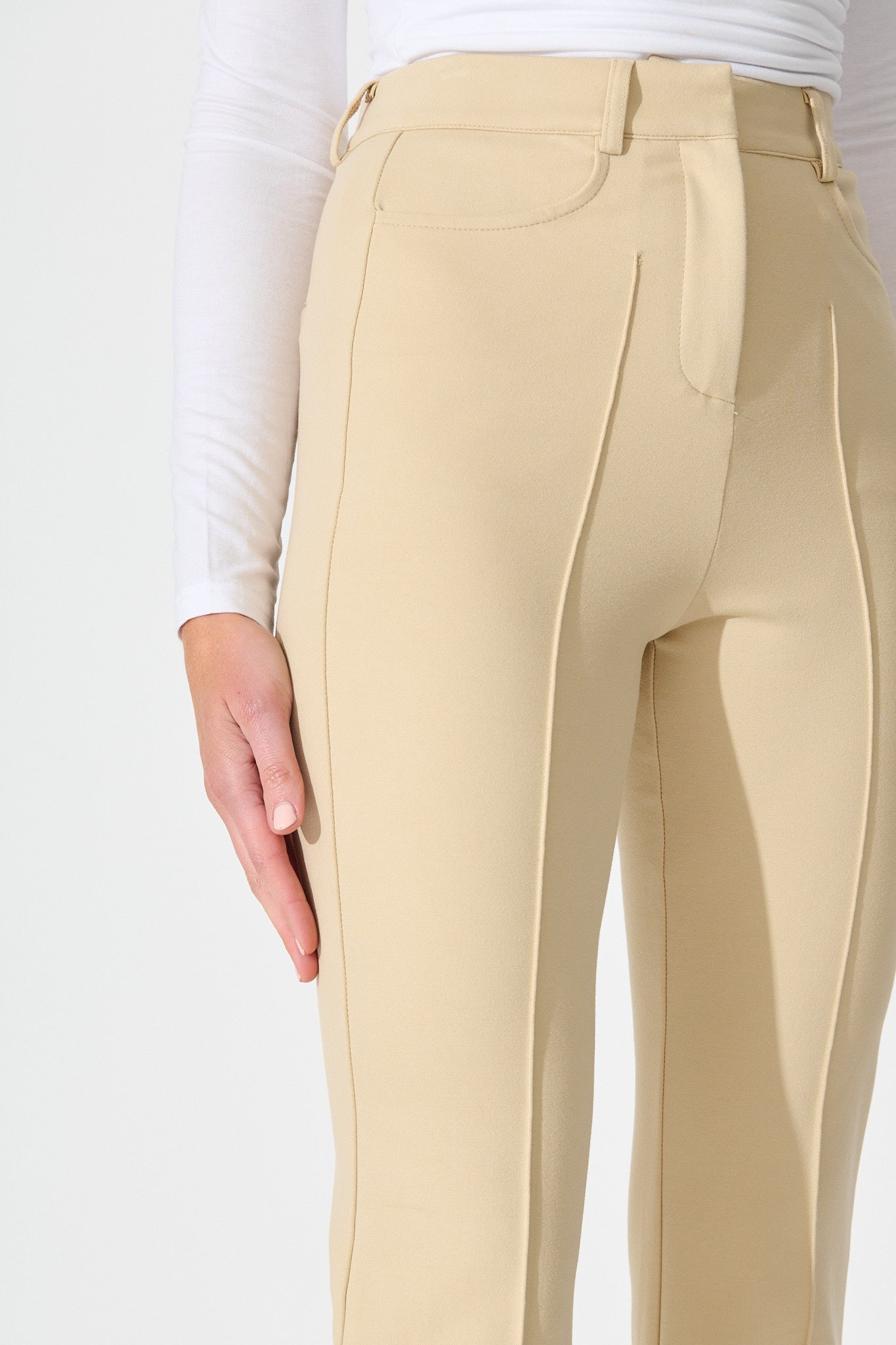 Workflow Stretch Pintuck Pant in Beige