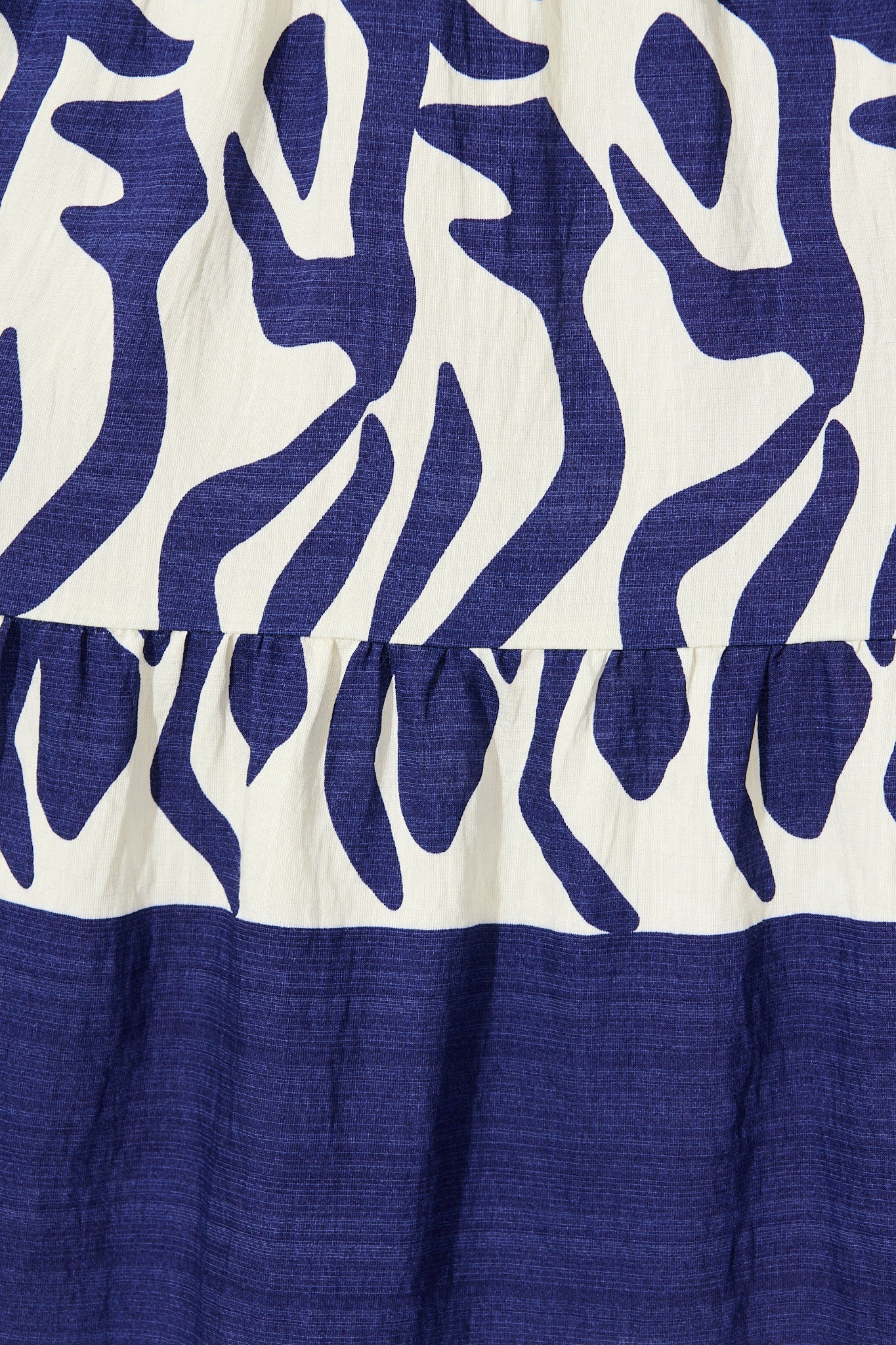 Lucky Day Midi Dress in White with Navy Print