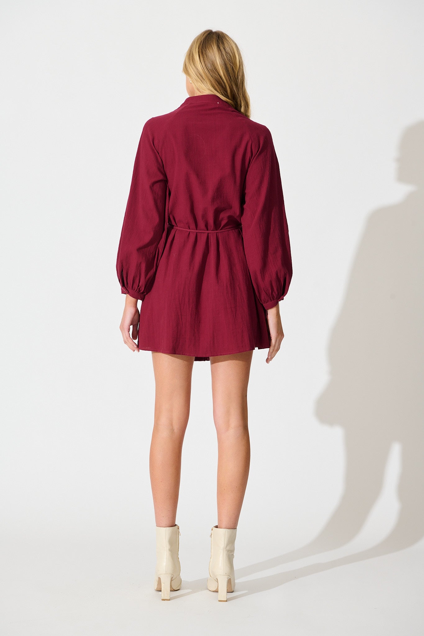 Tallulah Dress in Wine Linen Cotton Blend