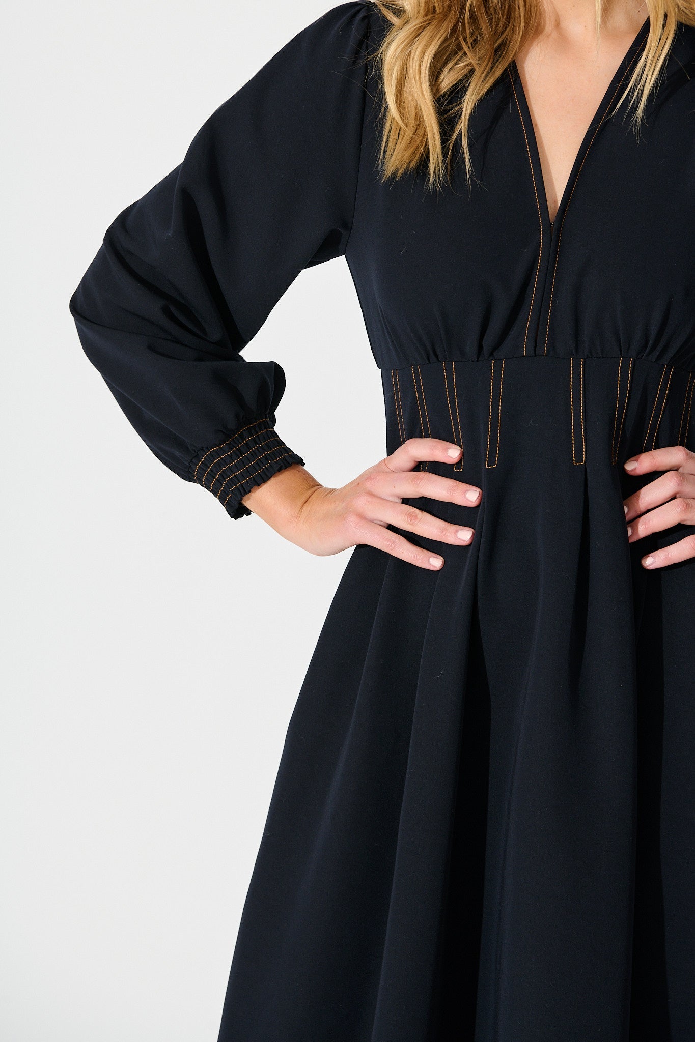 Ariella Midi Dress in Navy