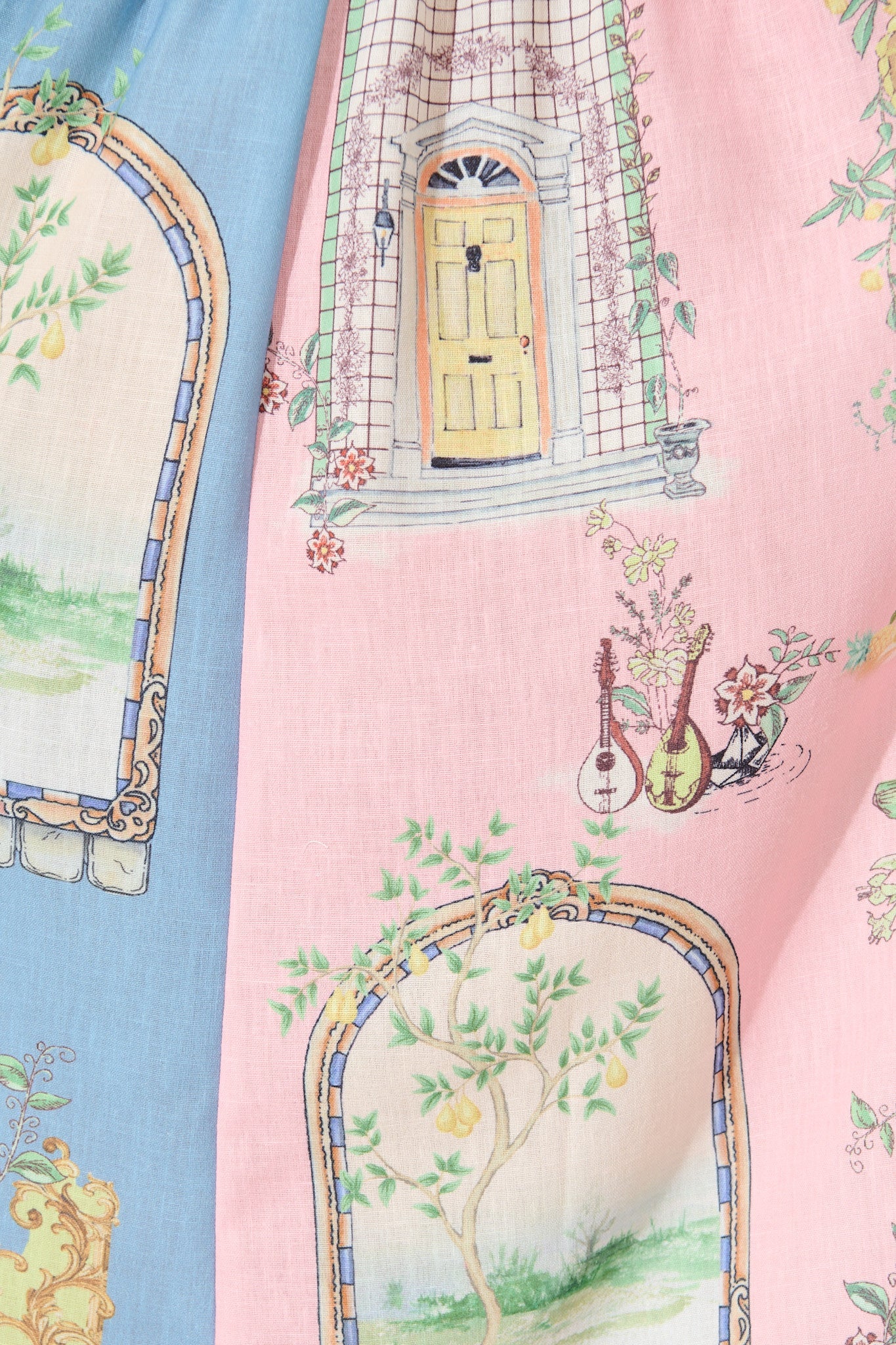 Jensen Midi Shirt Dress in Multi Patchwork Print Linen Blend