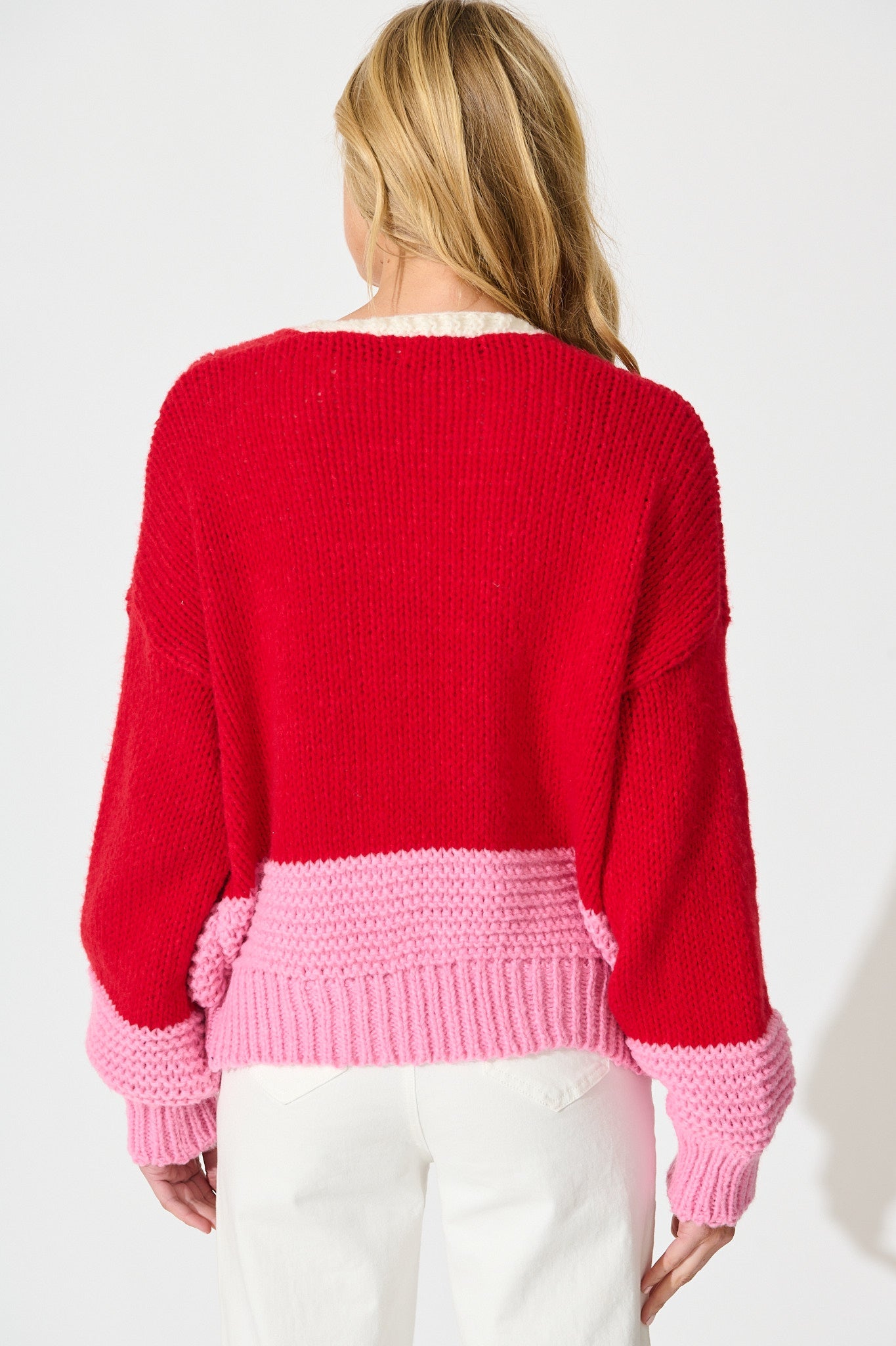 Dreamcatcher Knit Cardigan in Red Wool Blend