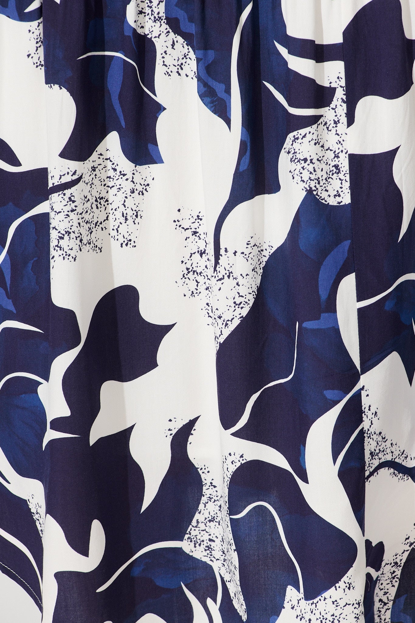 Lyons Midi Dress in White with Navy Print