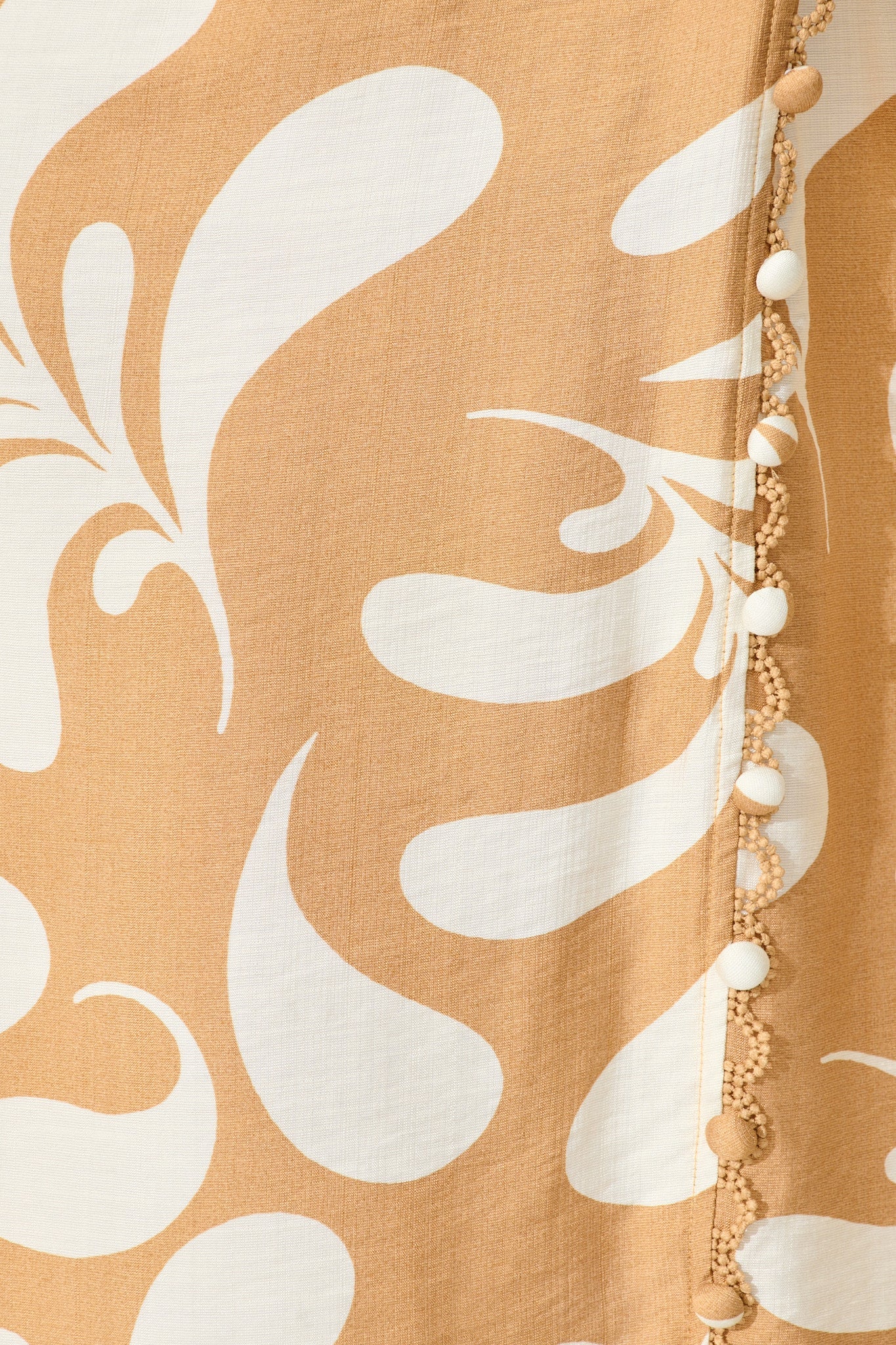 Peyton Midi Dress in Beige with White Print