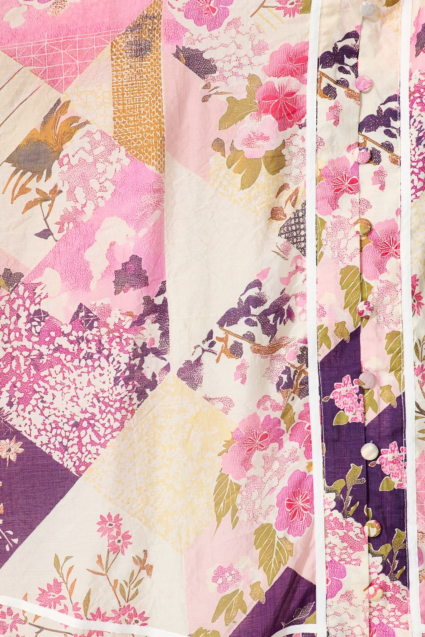 Jarren Midi Dress in Pink Multi Floral with Contrast Trim Linen Blend