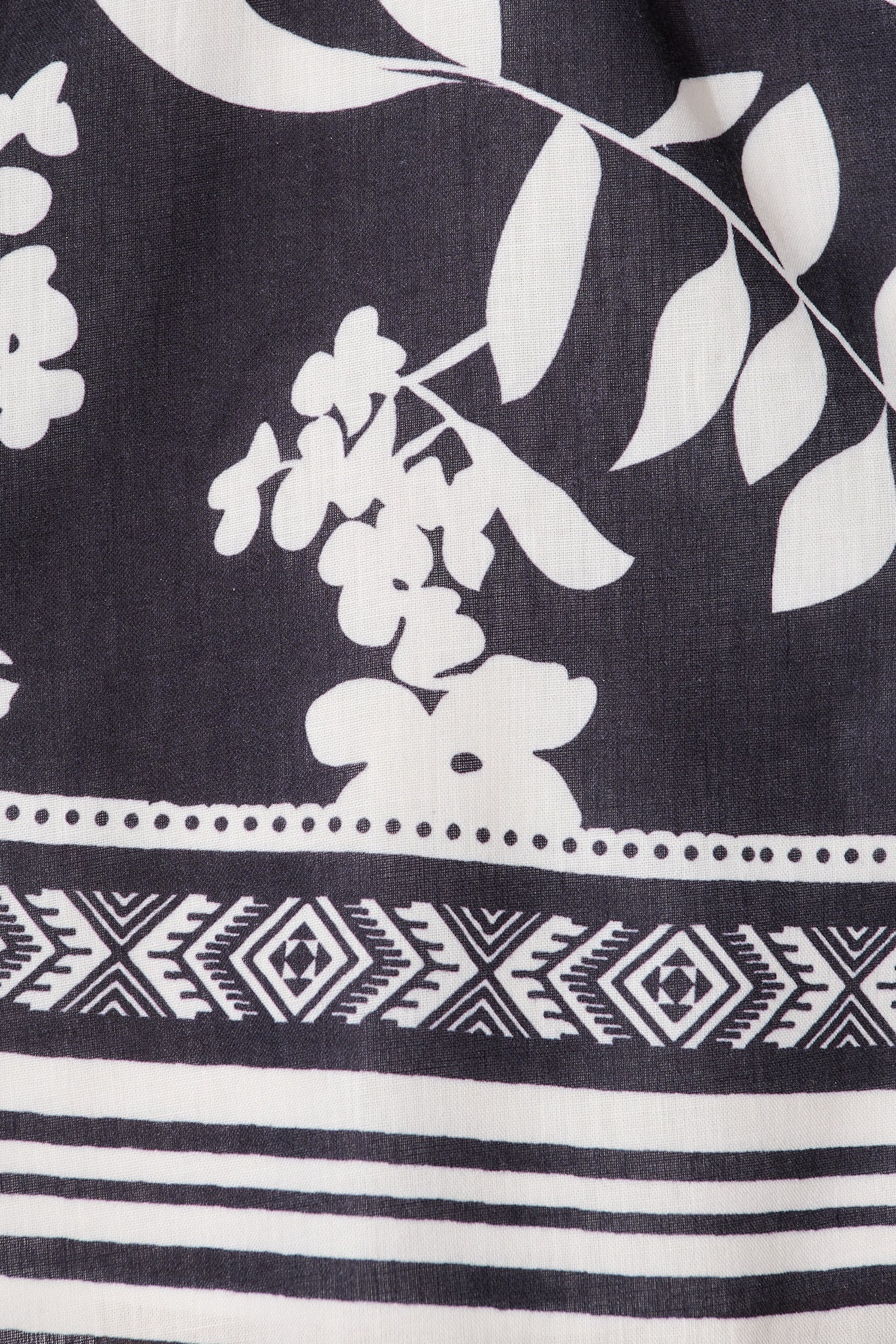 Valetta Dress in Black with White Linen Blend