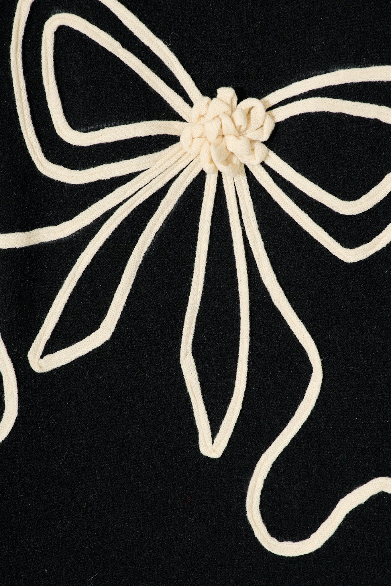 Rosa Knit in Black with Cream Bow Cotton Blend