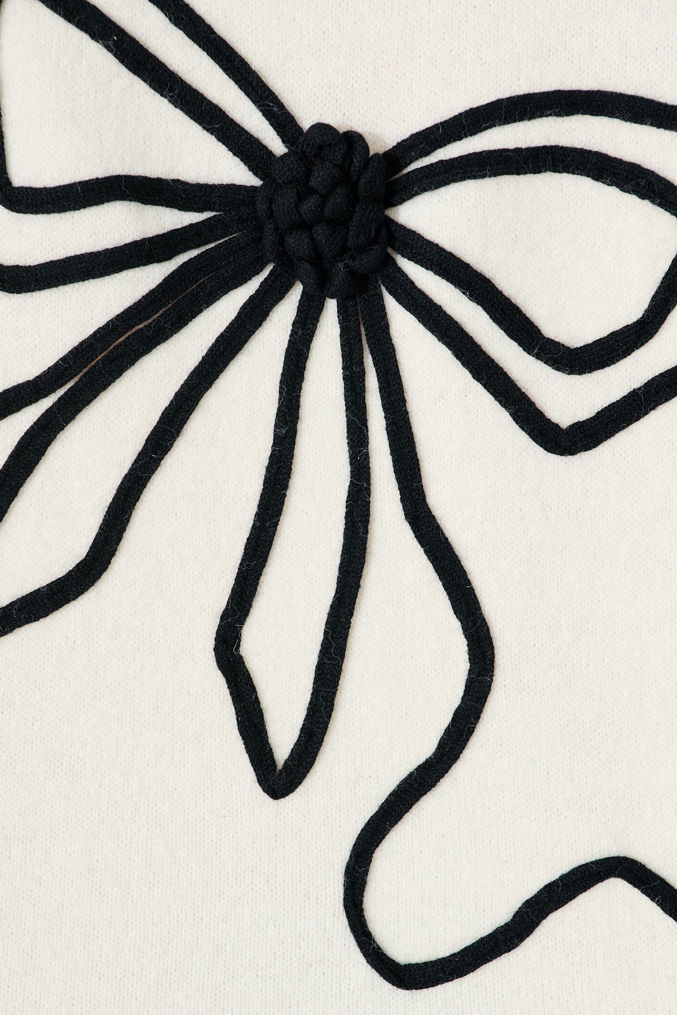 Rosa Knit in Cream with Black Bow Cotton Blend