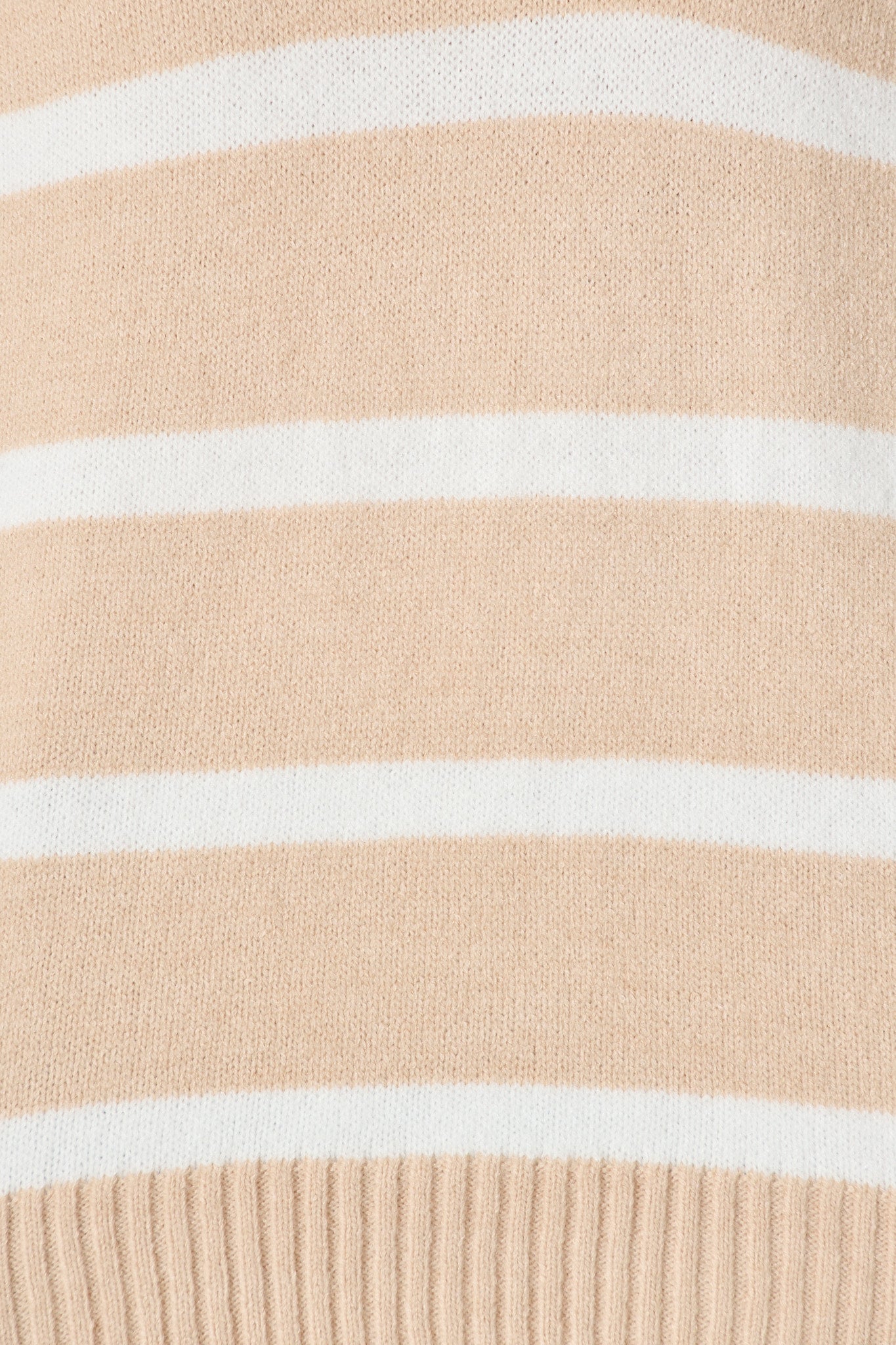 Serena Zip Knit in Beige with White Stripe Wool Blend