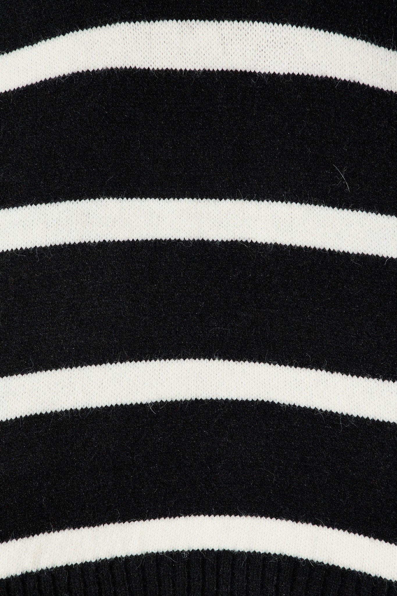 Serena Zip Knit in Black with White Stripe Wool Blend