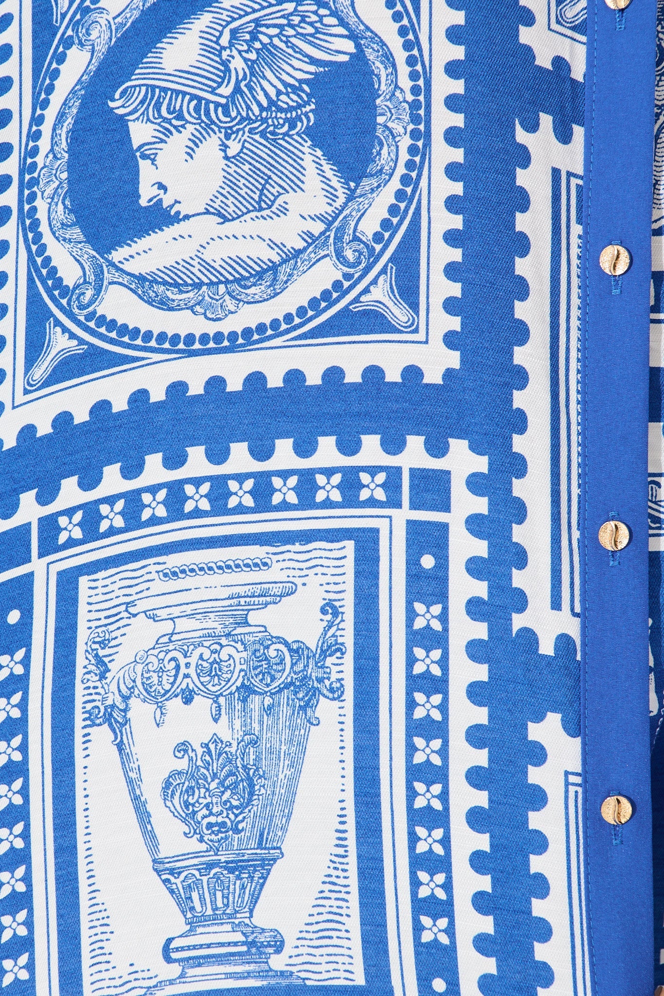 Adila Shirt in Blue with White Stamp Print