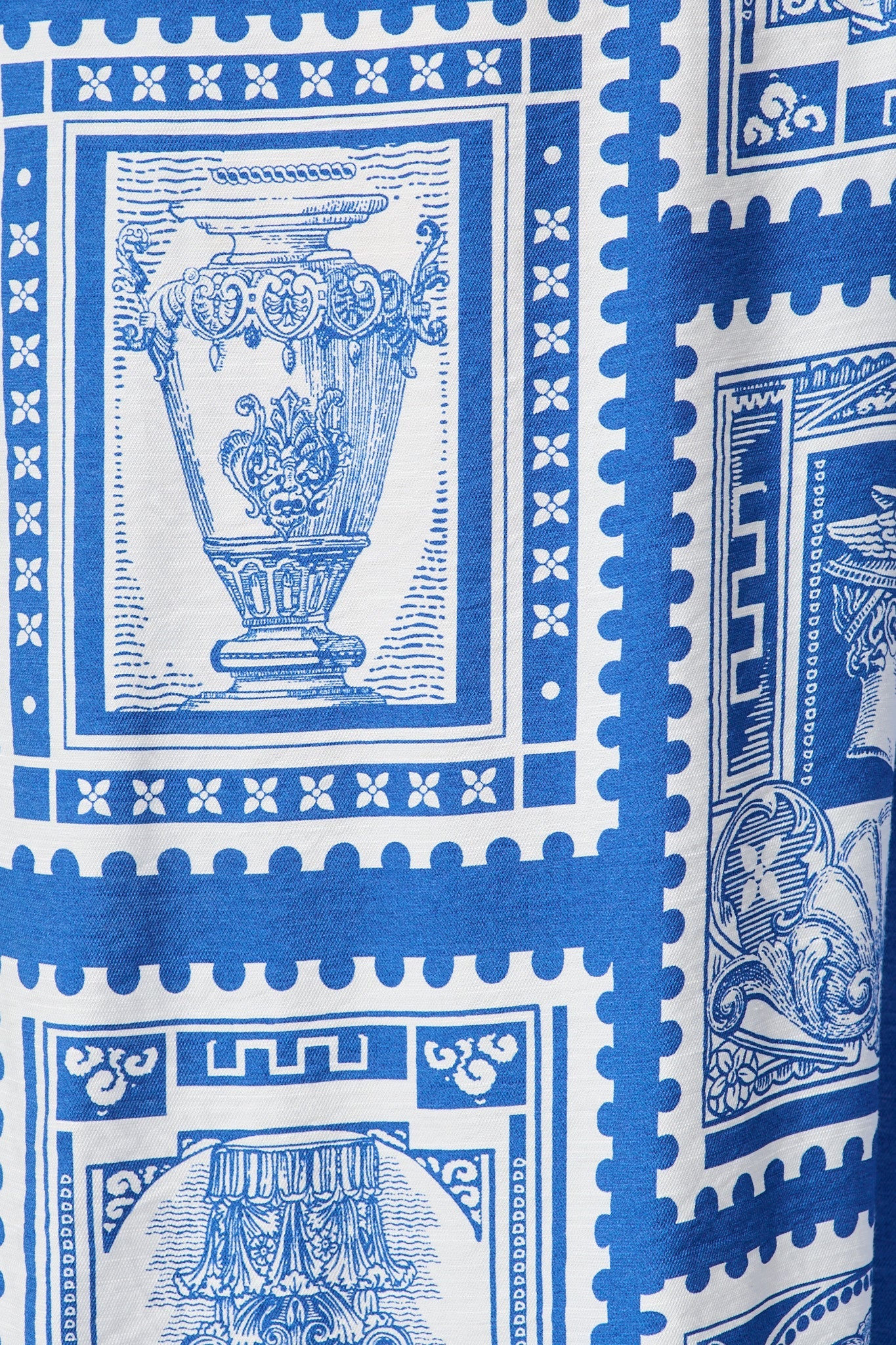 Gracelands Jumpsuit in Blue with White Stamp Print