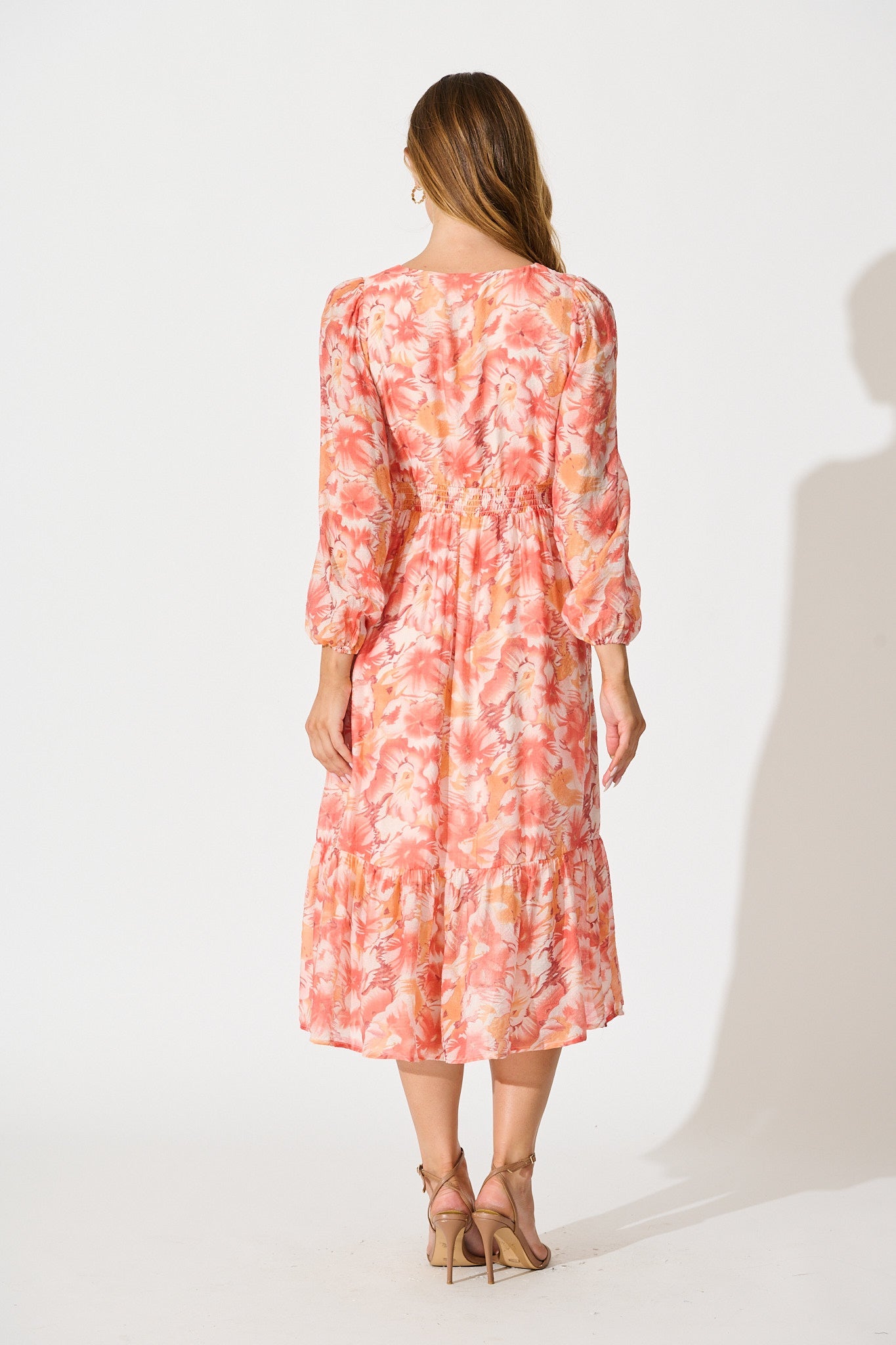 Marrakesh Midi Dress in Tangerine Floral