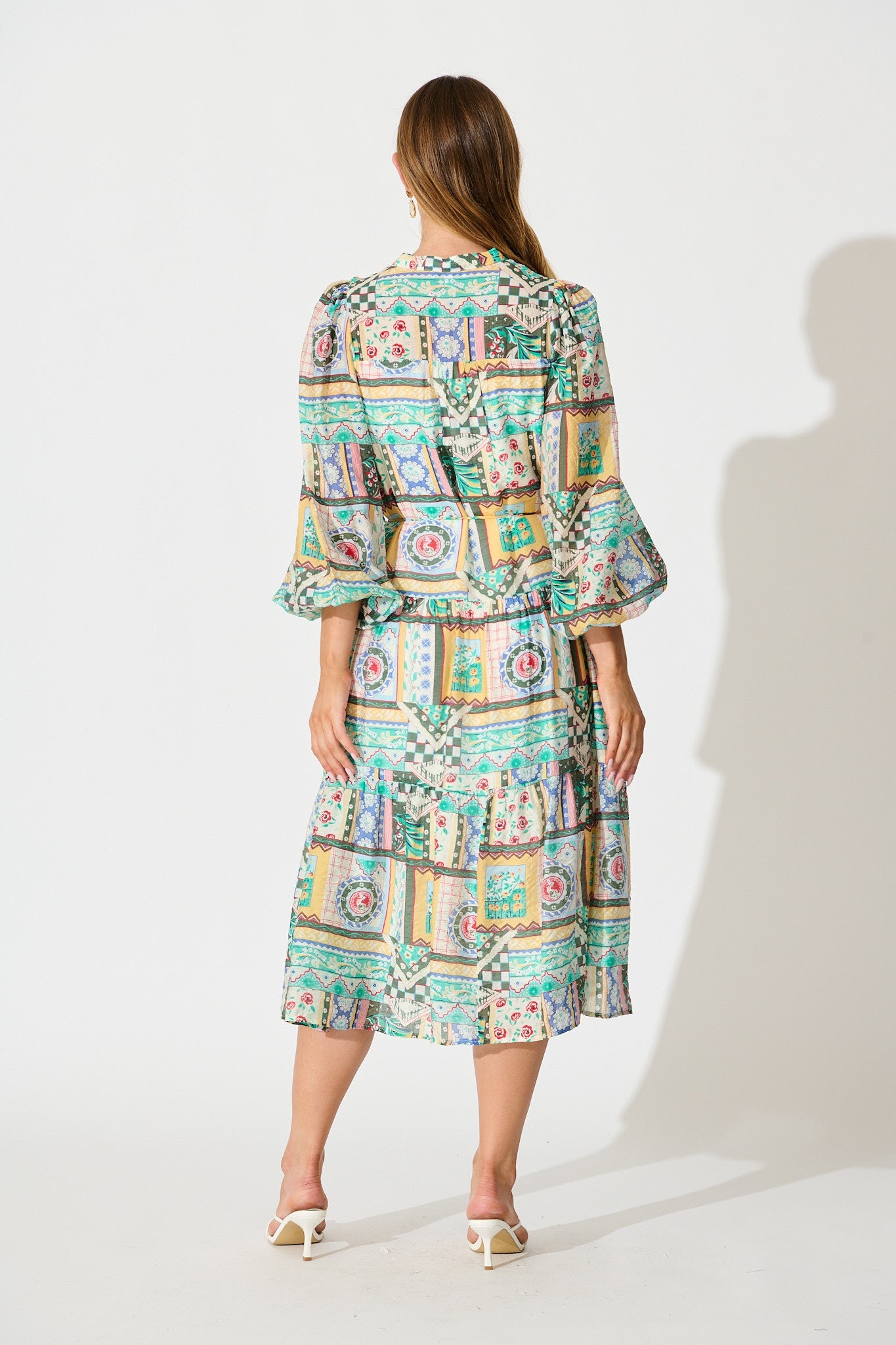 Westwood Midi Dress in Multi Patchwork Print