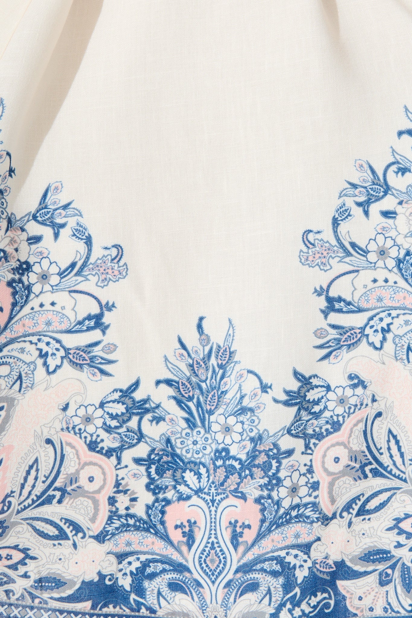 Rubie Dress in White with Blue Floral Print Linen Blend