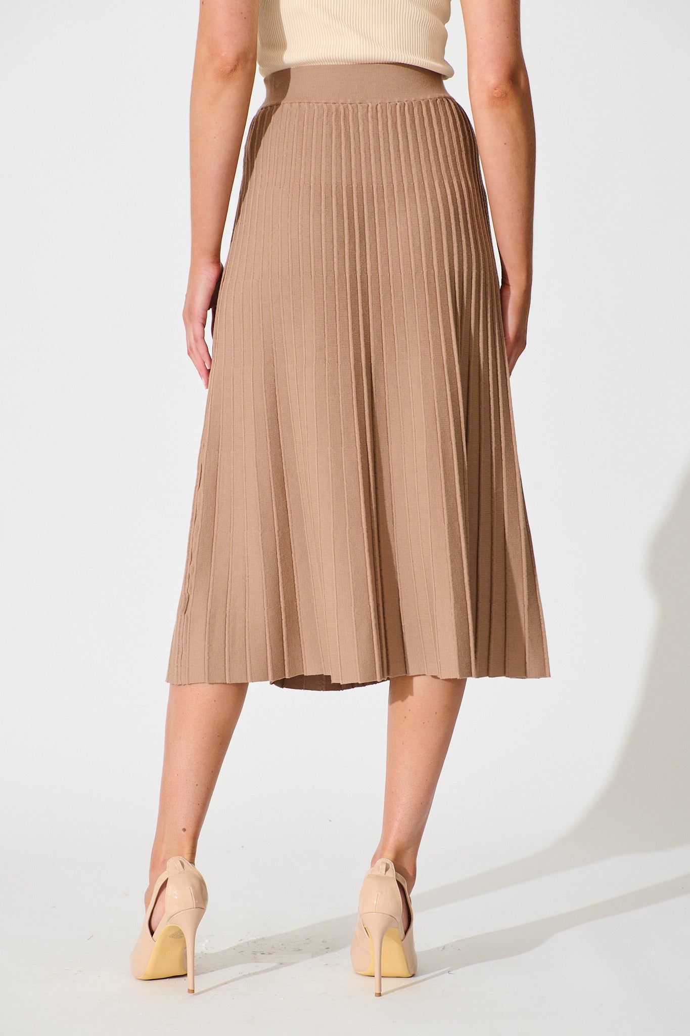 Empire Midi Knit Skirt in Mocha