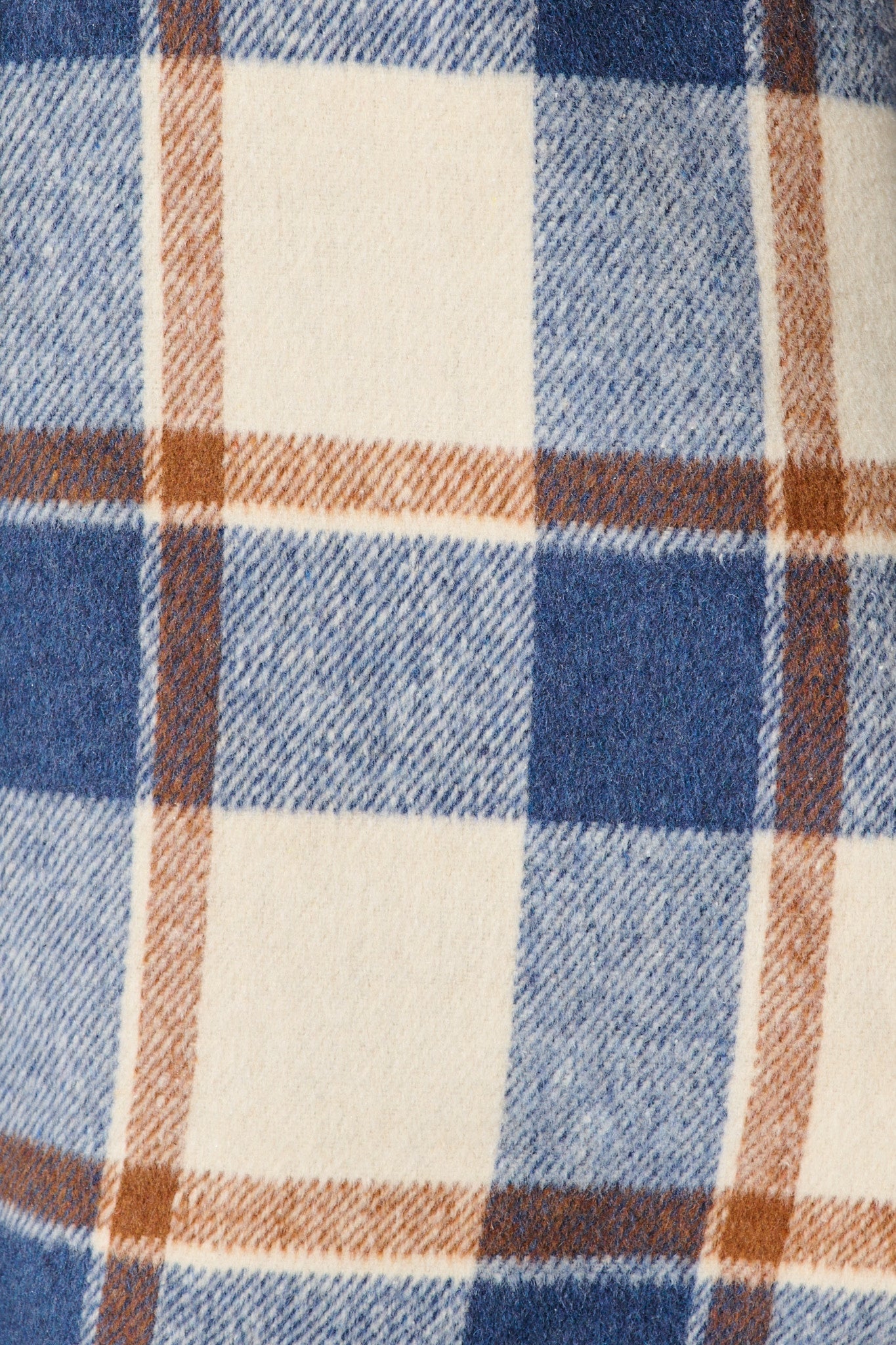 Mariana Shacket in Cream with Blue Check Wool Blend