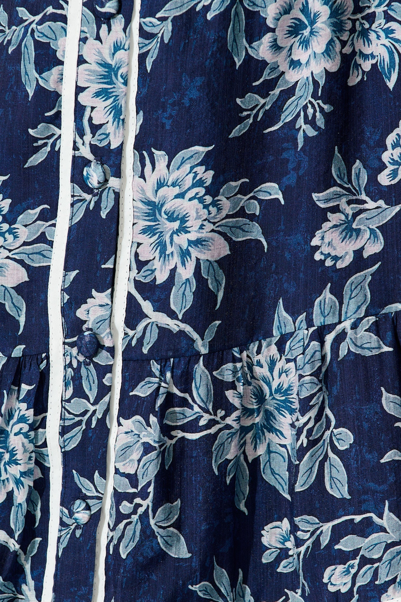 Cupids Kiss Dress in Navy Floral with Contrast Trim