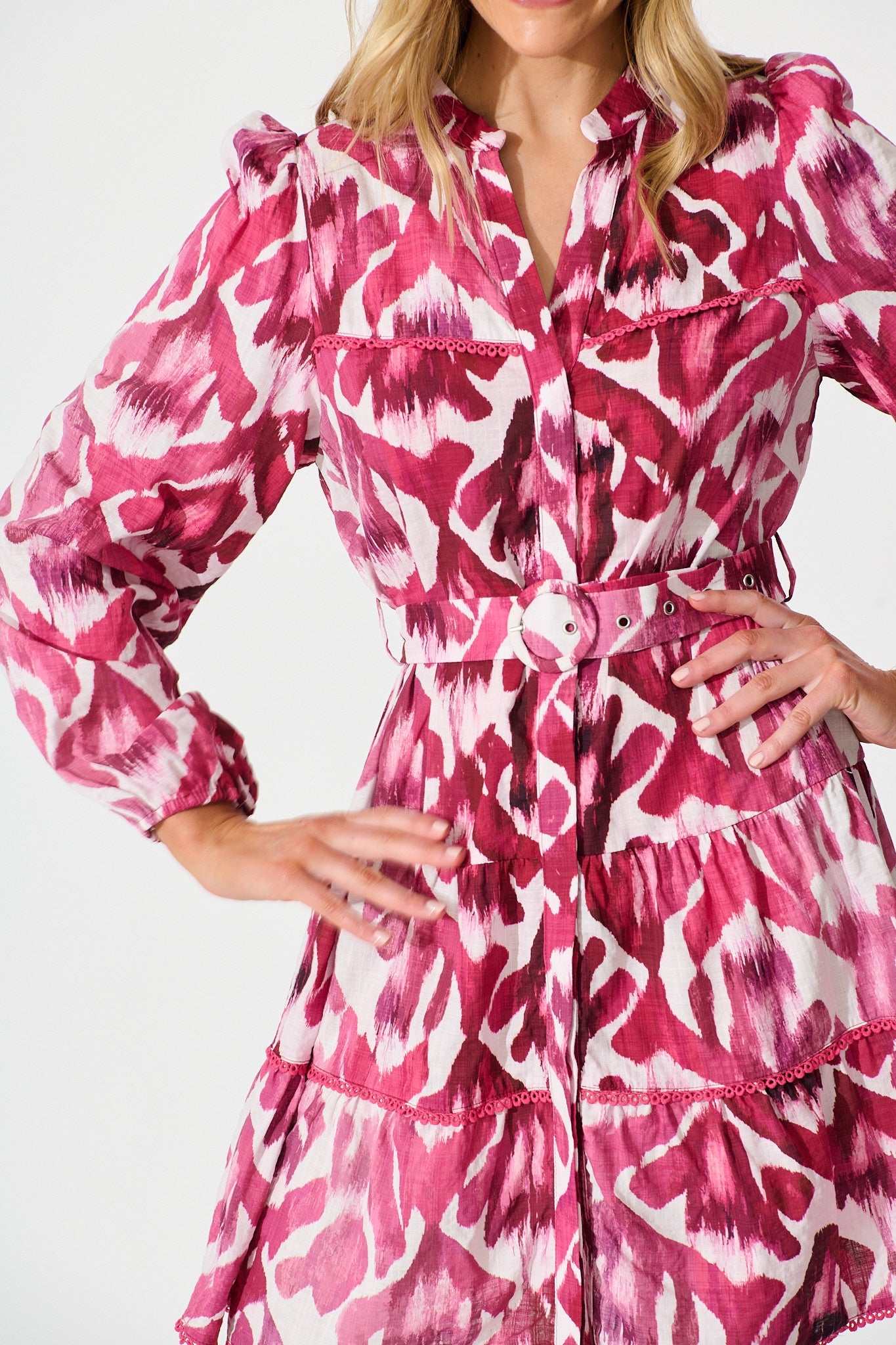 Art Of Attraction Dress in Wine with Pink Cotton Blend