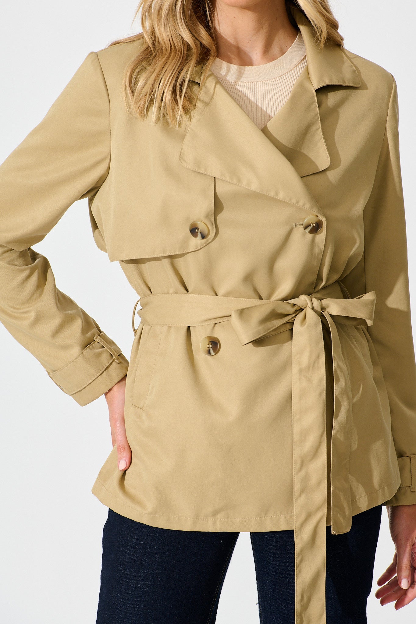 Drew Trench Jacket in Beige