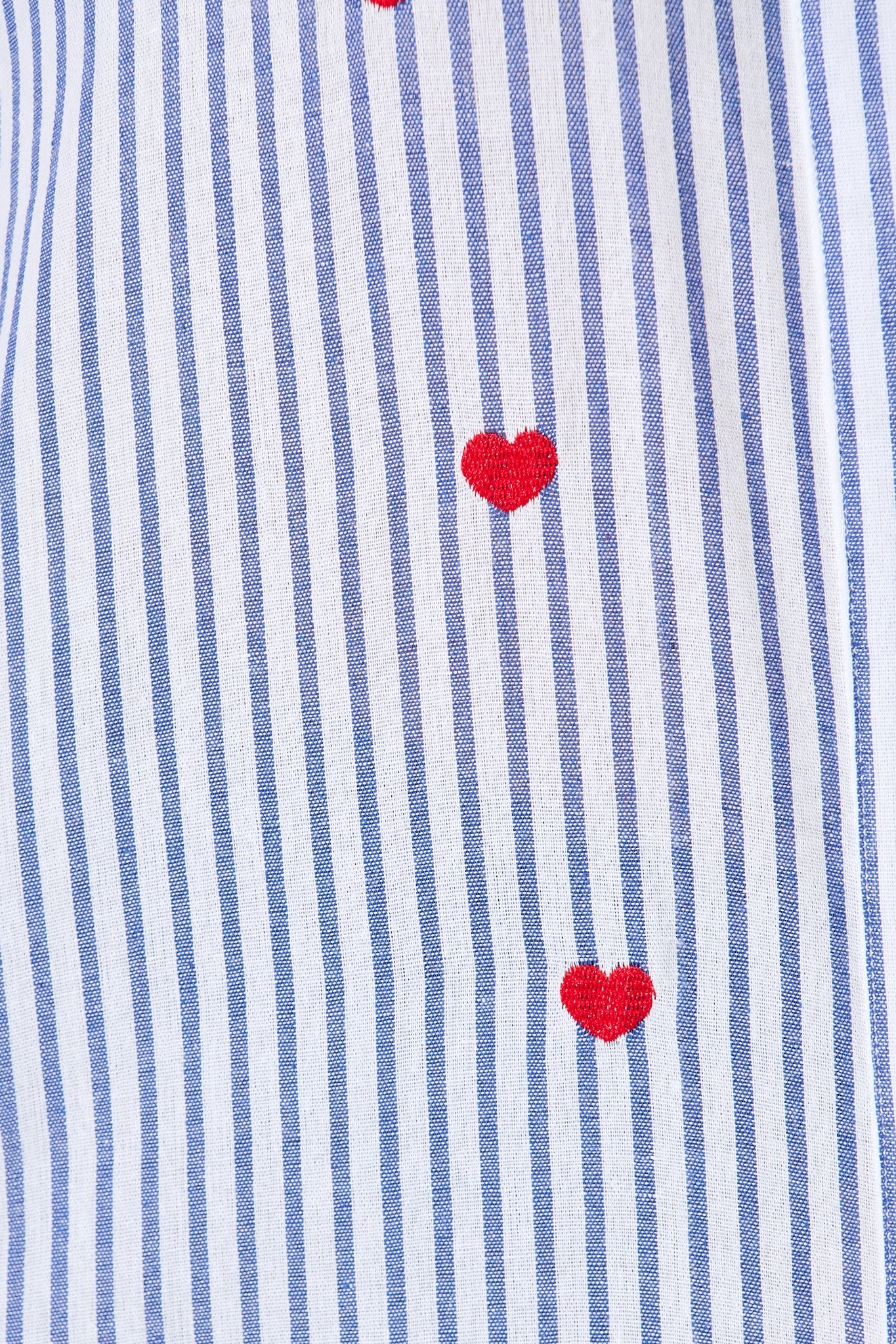 Hearts Desire Shirt in Blue Stripe and Heart Embroidered