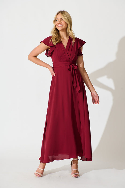 Wynter Maxi Dress in Wine Chiffon