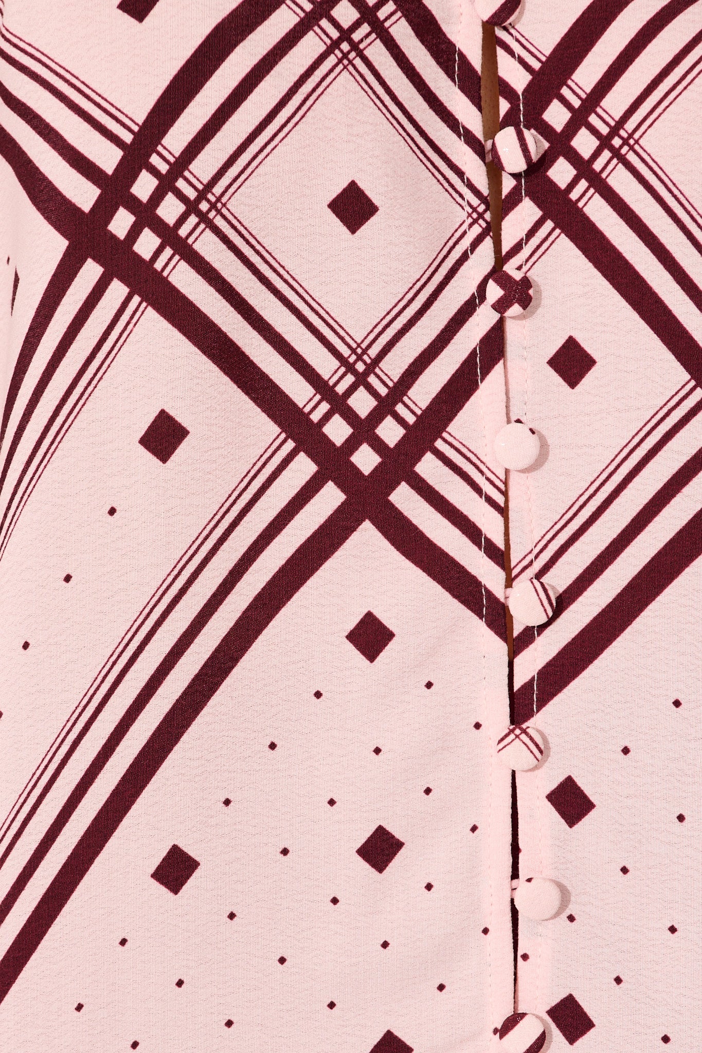 Marcella Top in Pink with Wine Print